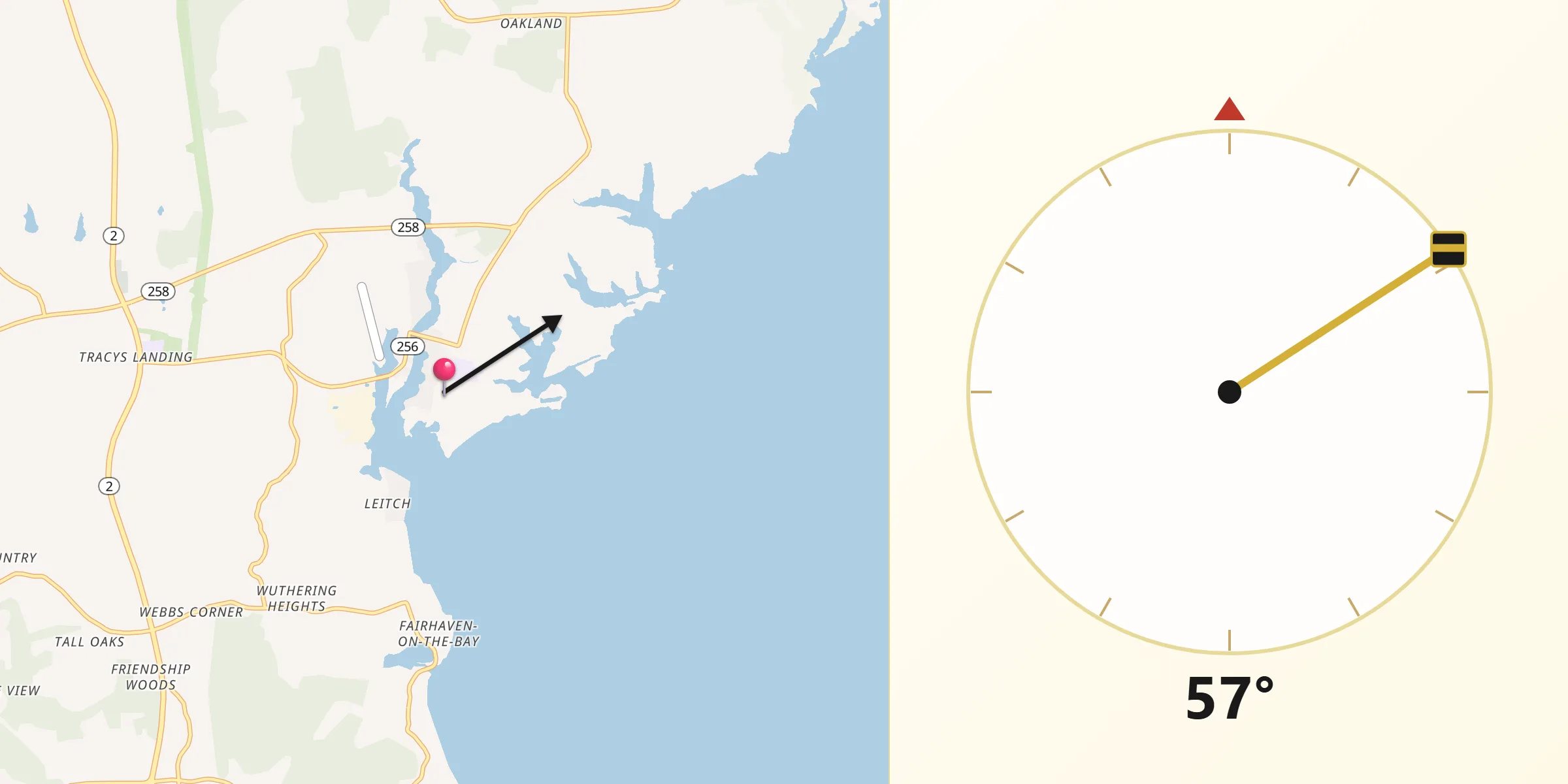 Qibla Direction from Deale