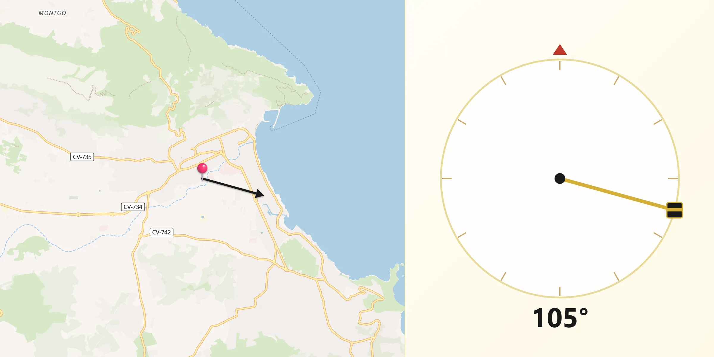 Dirección de la Qibla desde Jávea
