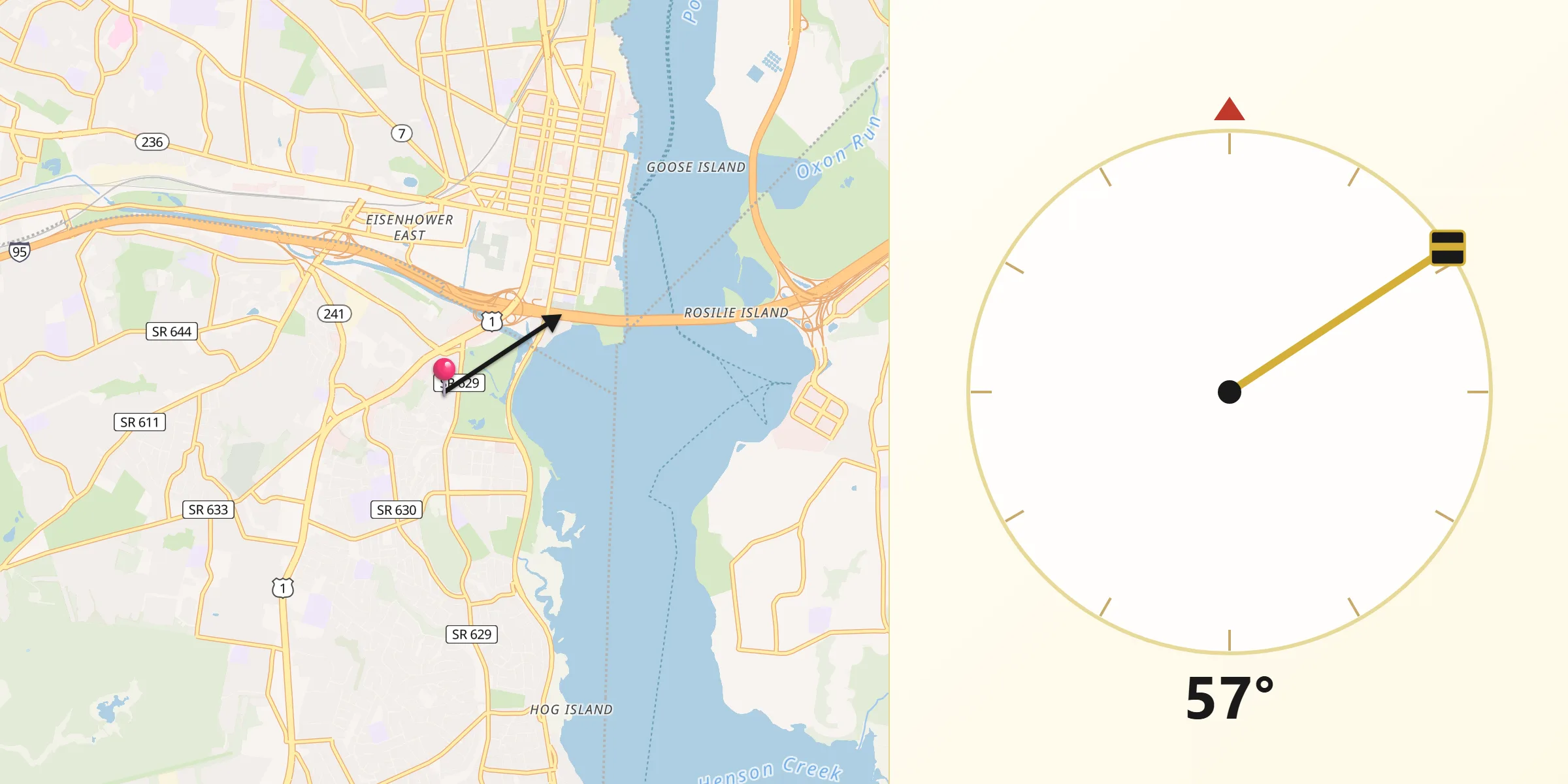 Qibla Direction from Belle Haven