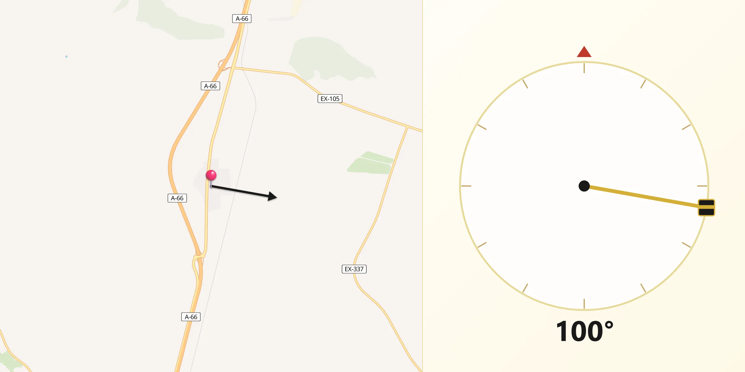 Dirección de la Qibla desde Torremejía