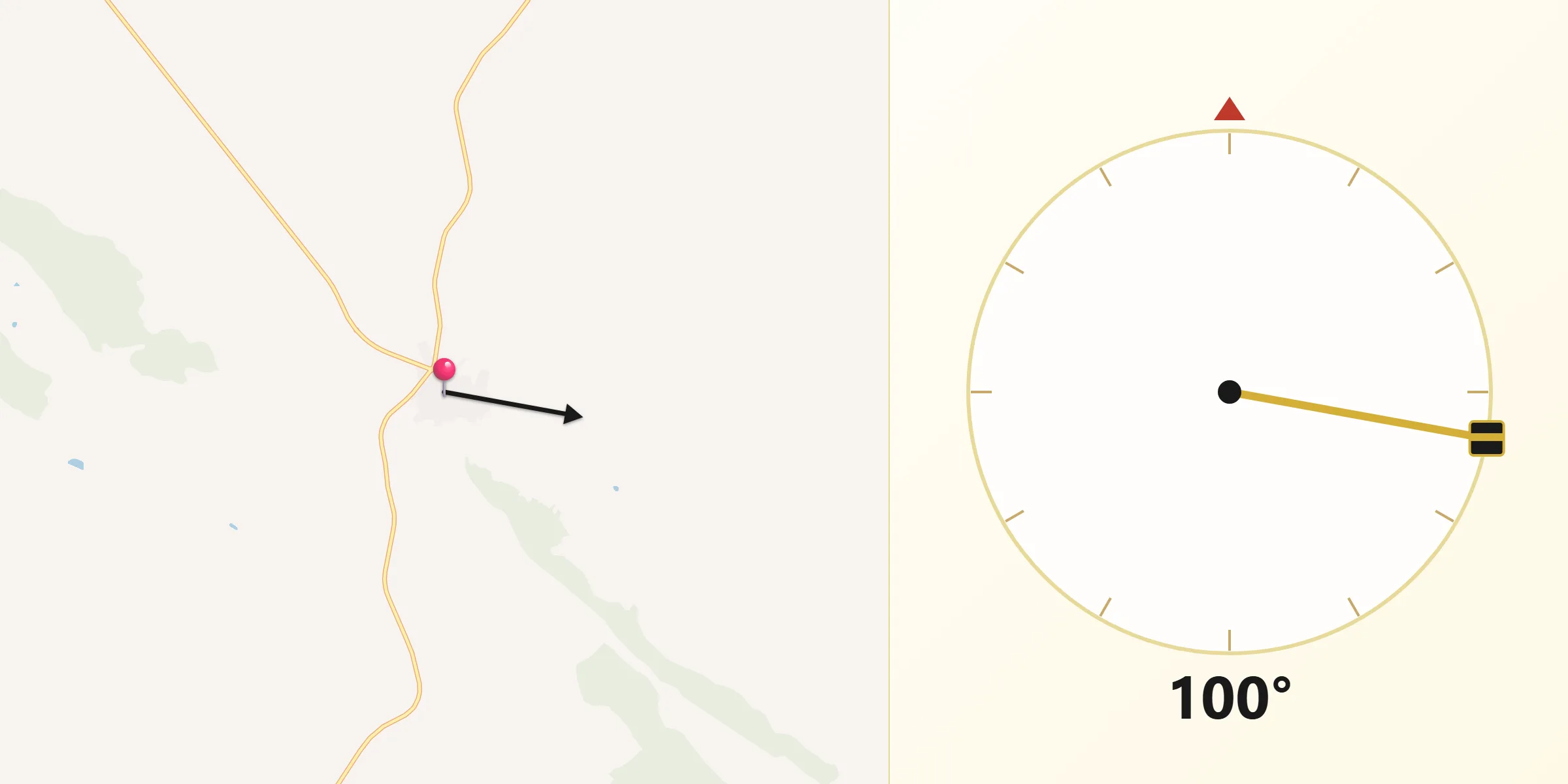 Dirección de la Qibla desde Oliva de Mérida