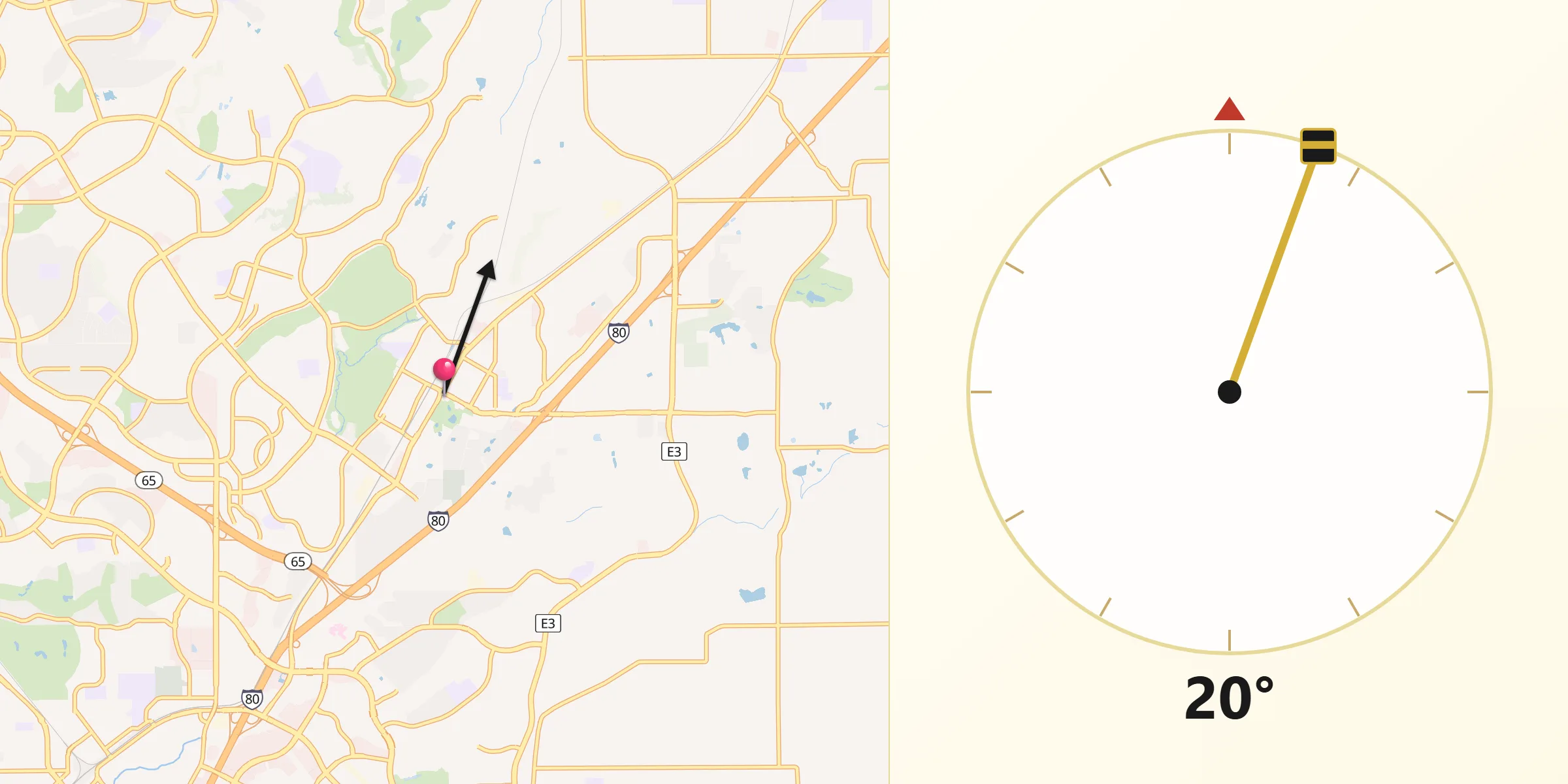 Qibla Direction from Rocklin