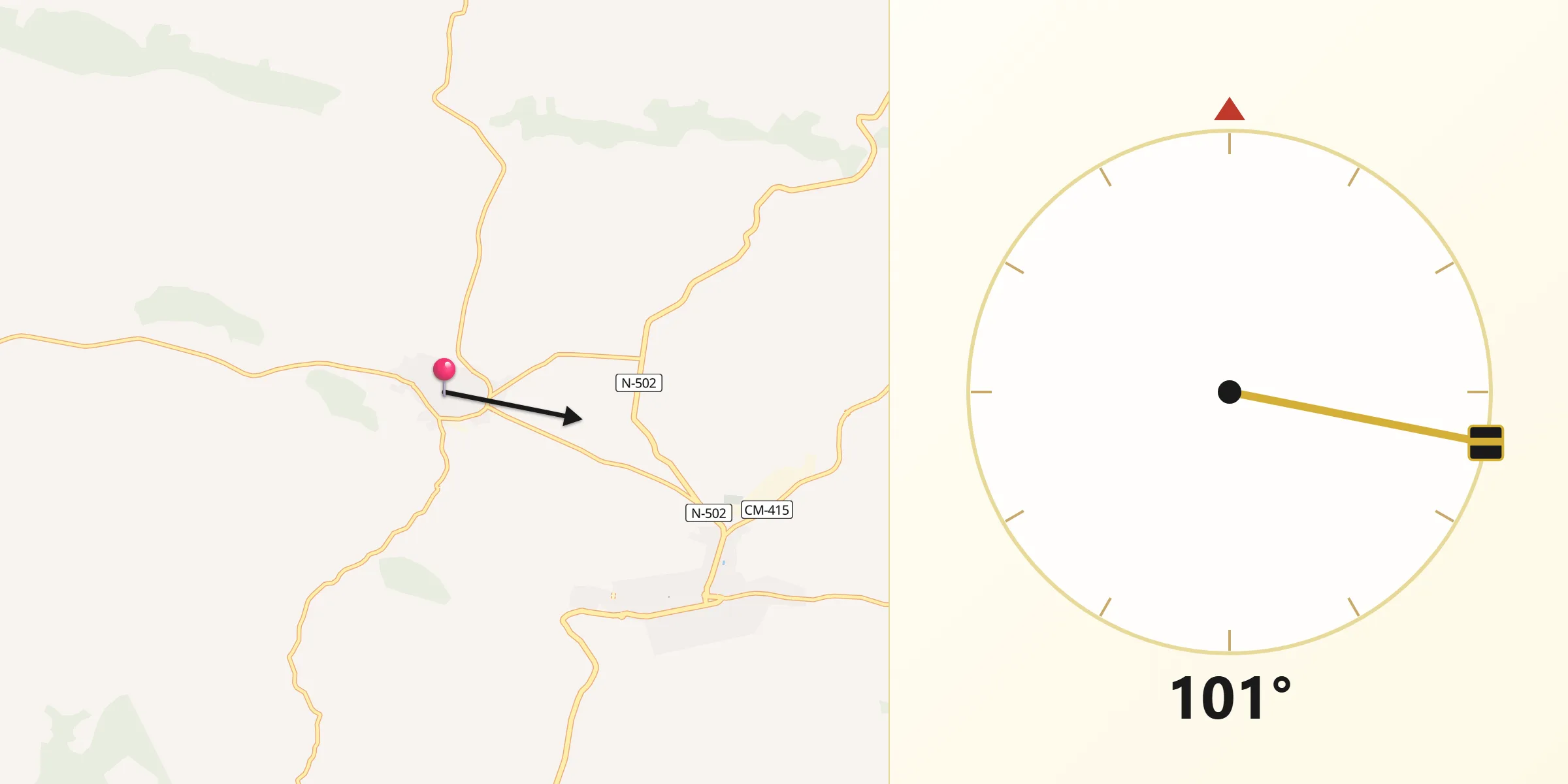 Dirección de la Qibla desde Chillón