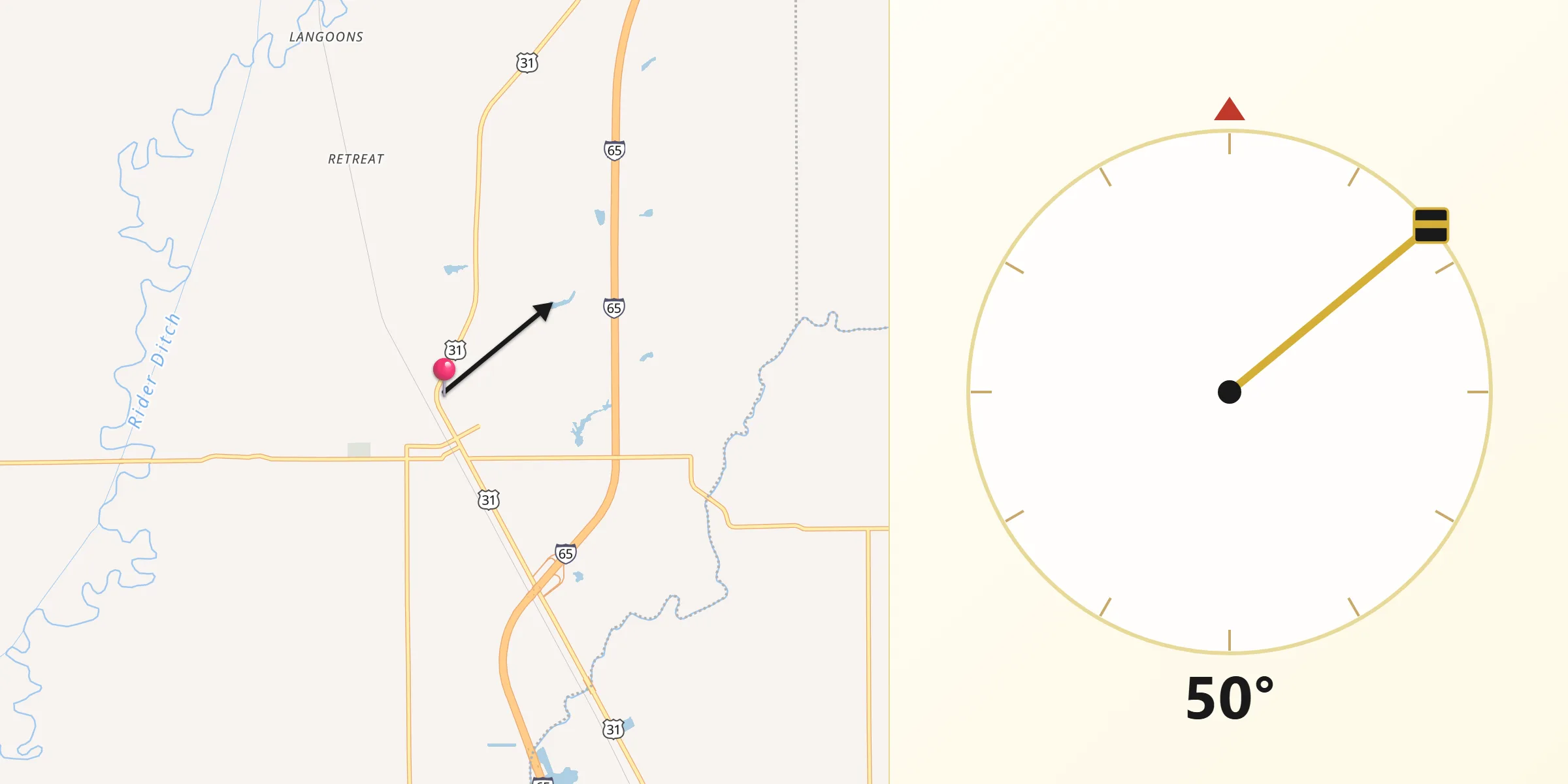 Qibla Direction from Crothersville