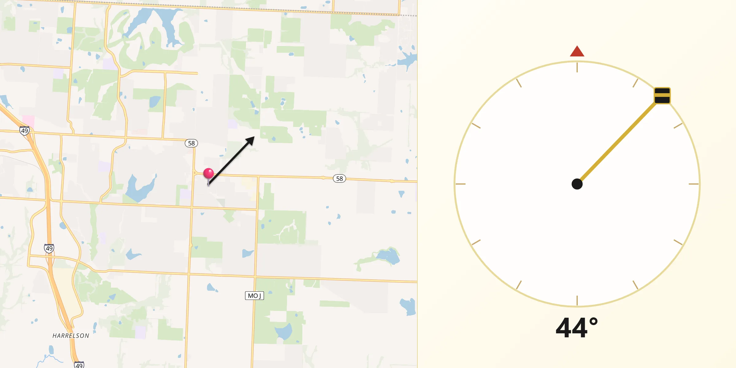 Qibla Direction from Raymore