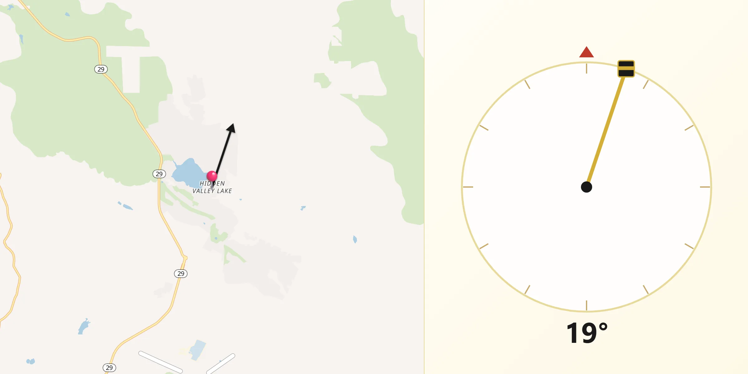 Qibla Direction from Hidden Valley Lake