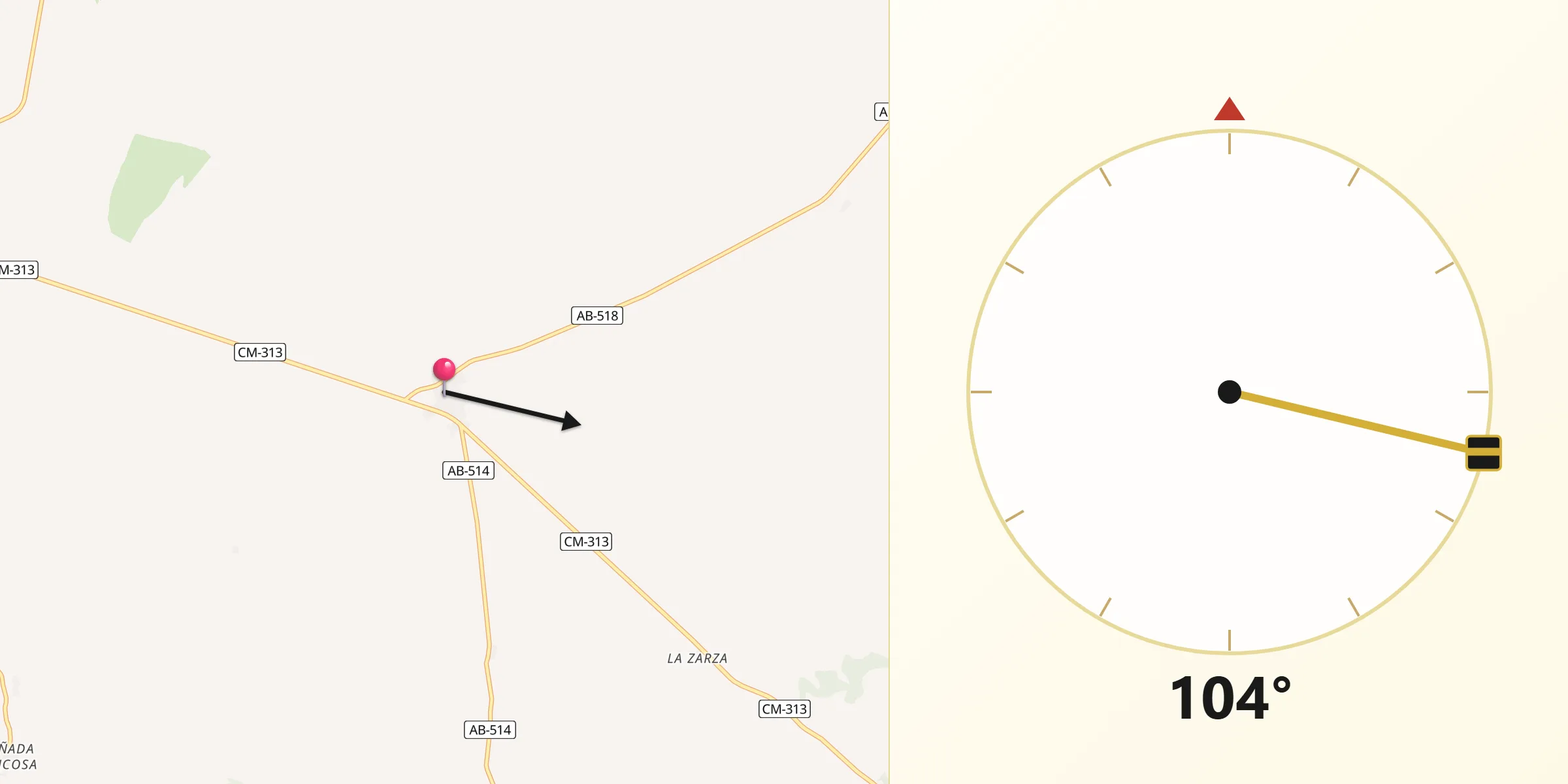 Dirección de la Qibla desde Pozuelo