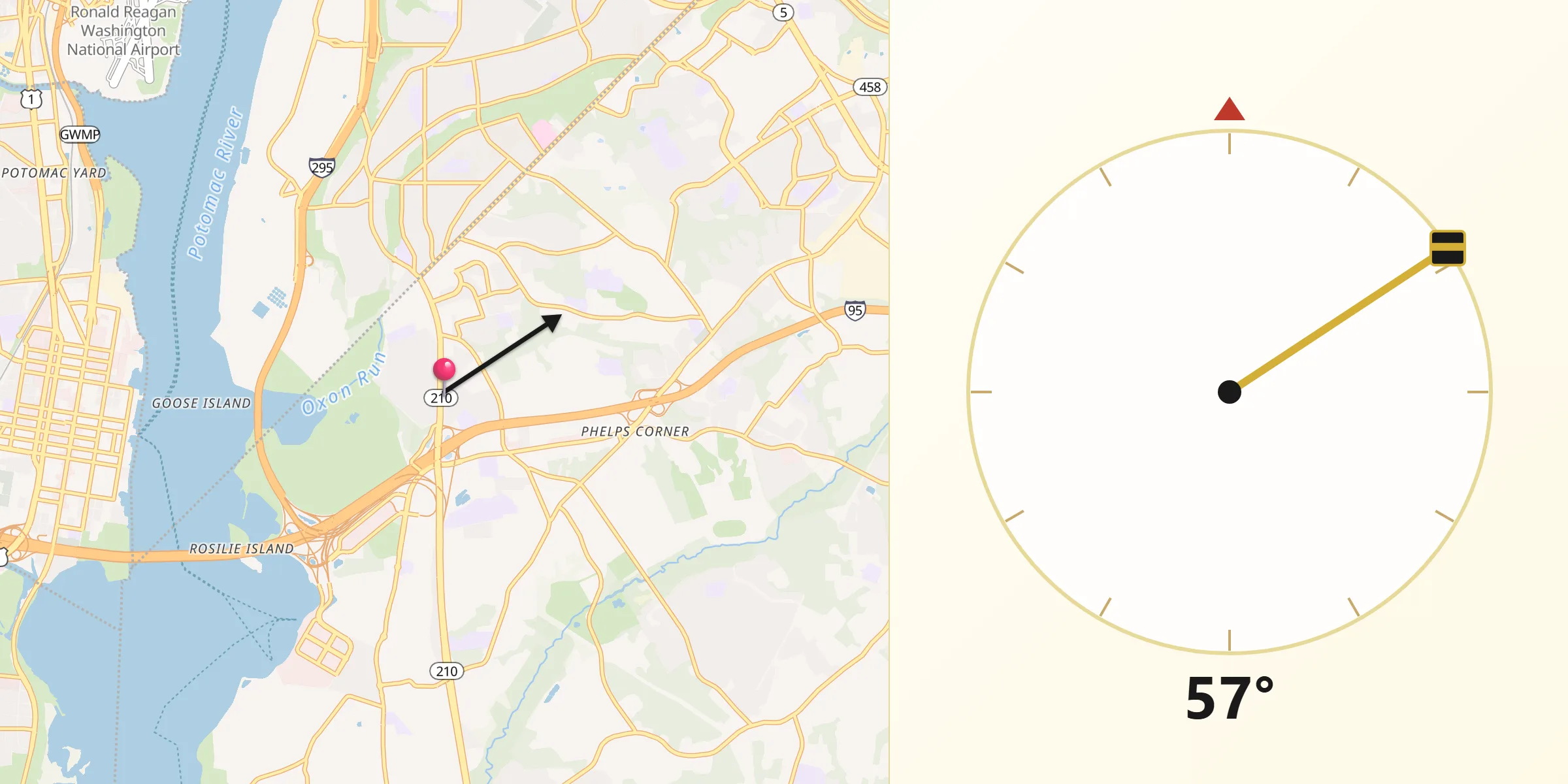 Qibla Direction from Forest Heights