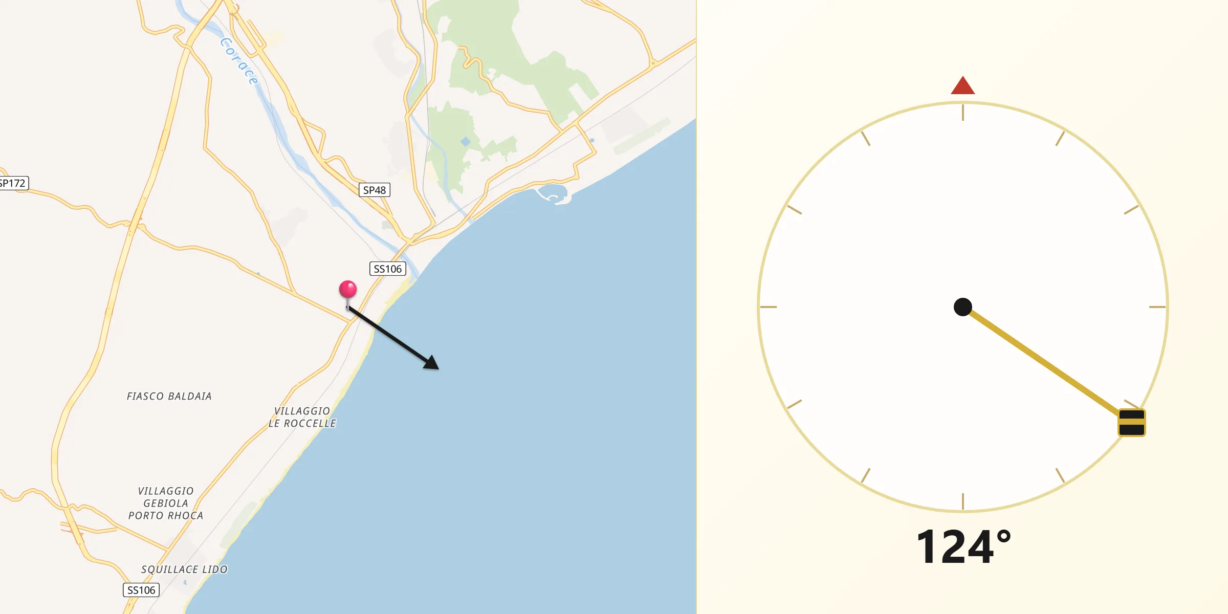 Direzione della Qibla da Roccelletta