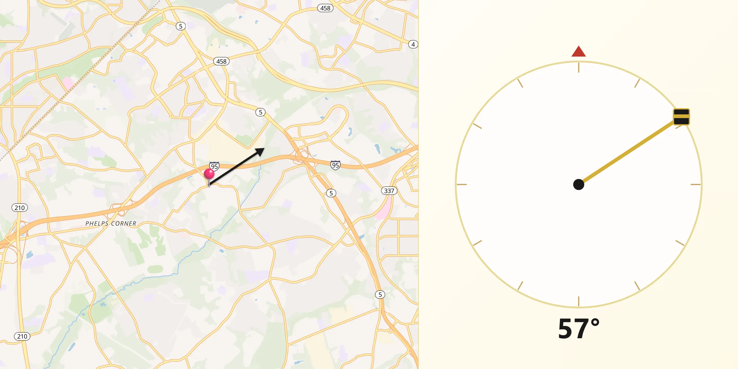 Qibla Direction from Temple Hills