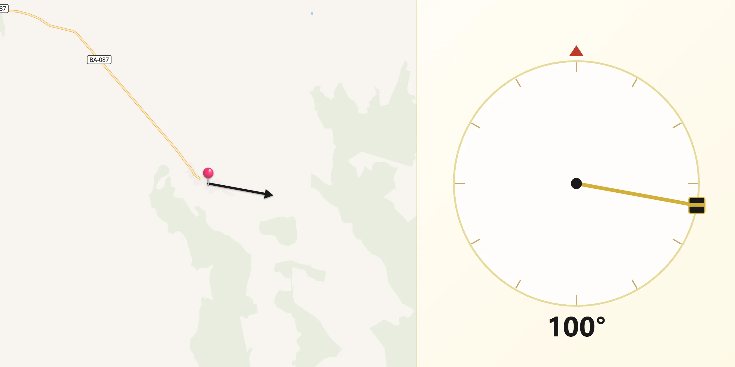 Dirección de la Qibla desde Manchita