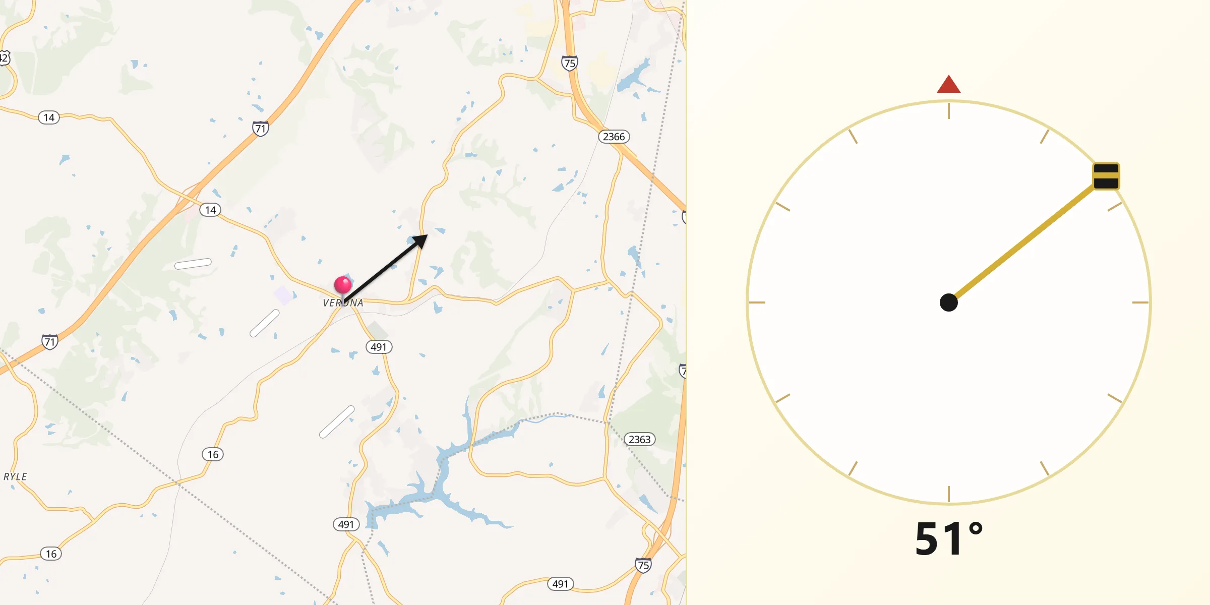 Qibla Direction from Verona