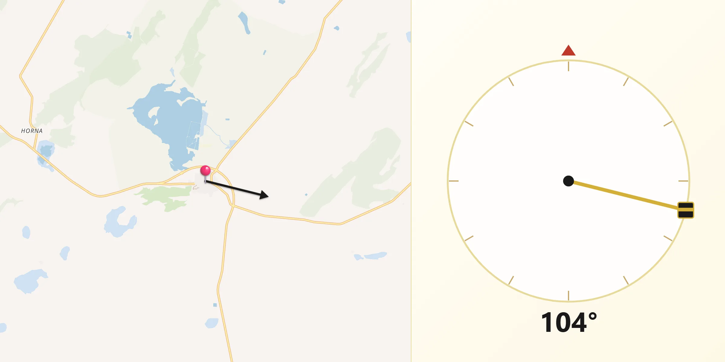 Dirección de la Qibla desde Pétrola