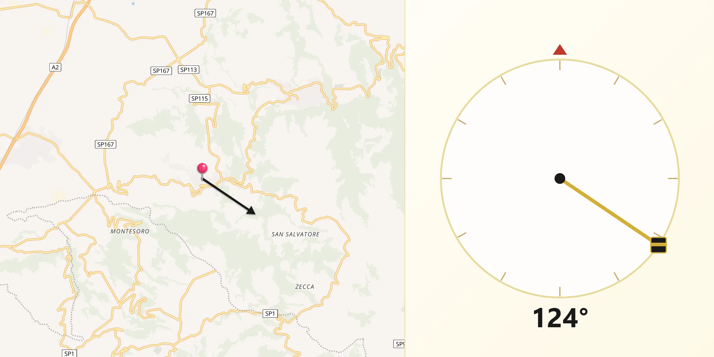 Direzione della Qibla da Curinga
