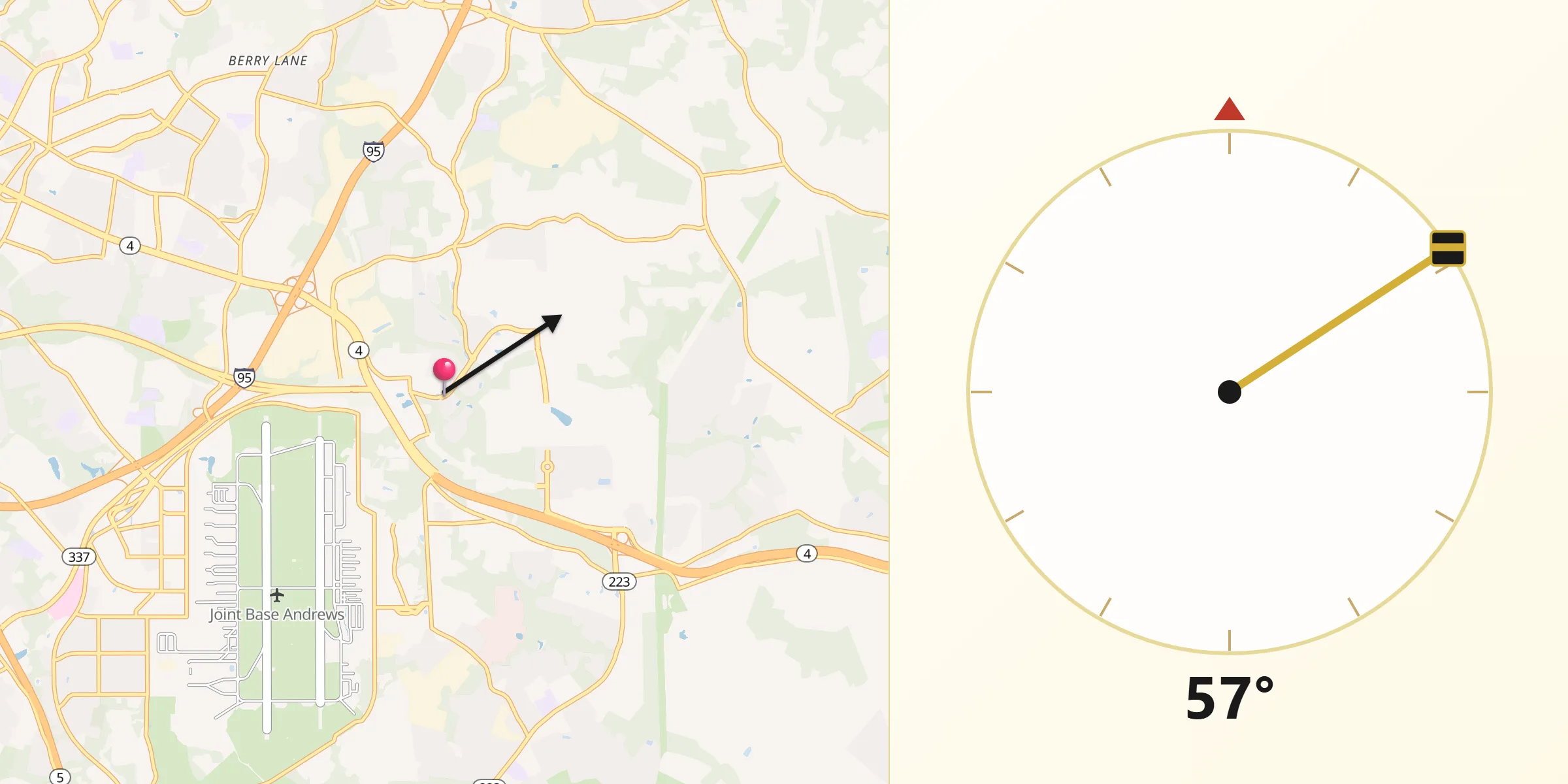 Qibla Direction from Prince George's