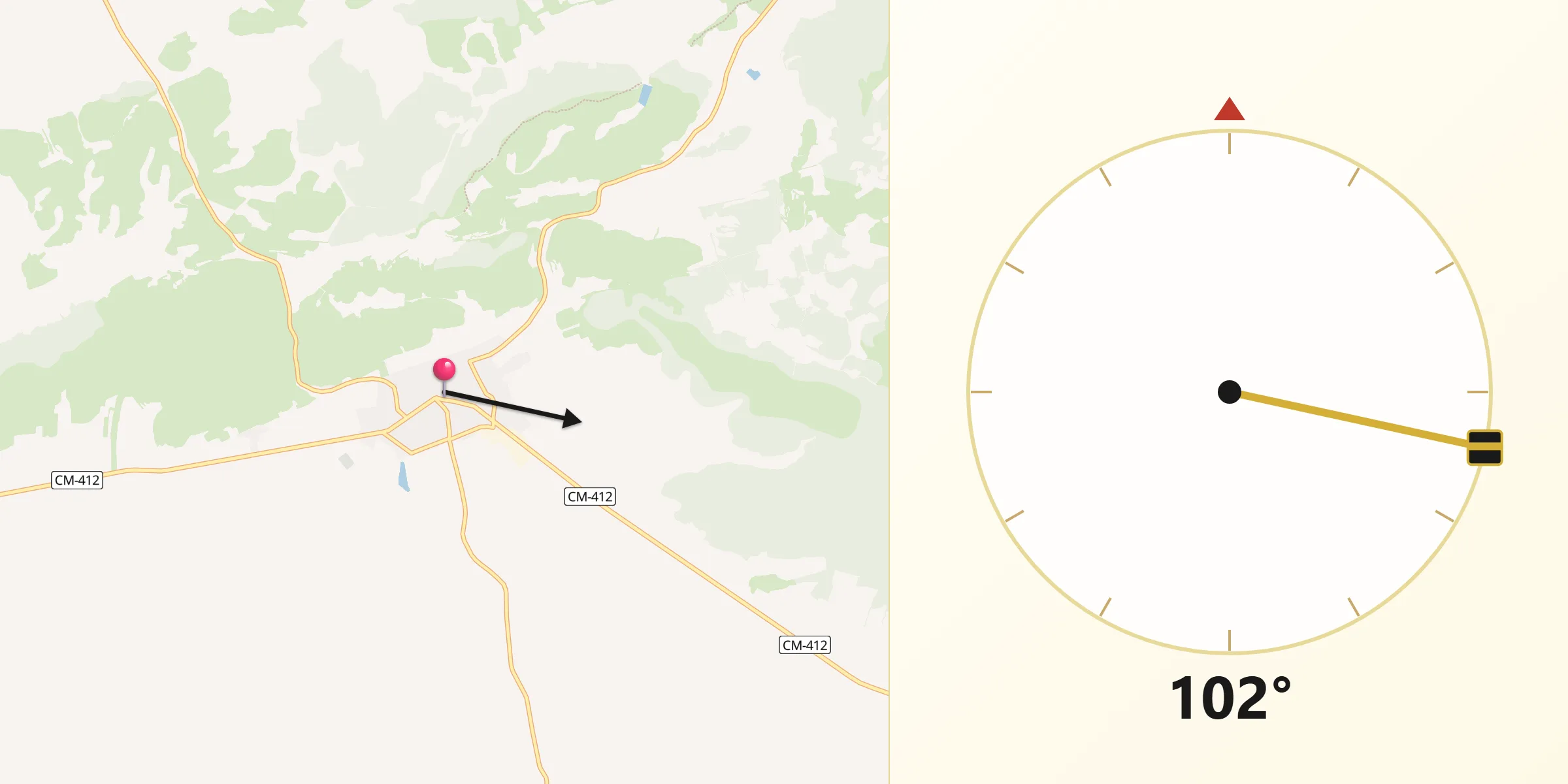 Dirección de la Qibla desde Moral de Calatrava