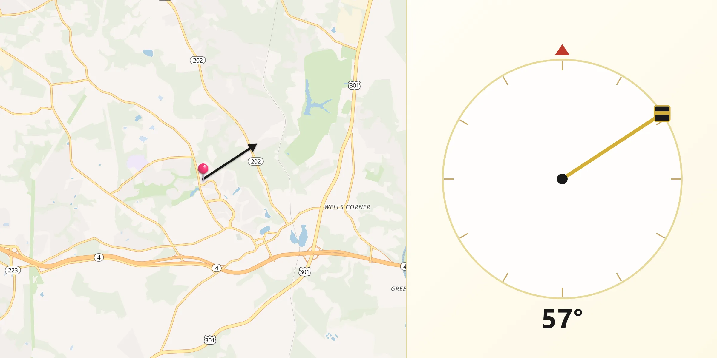 Qibla Direction from Marlboro Village