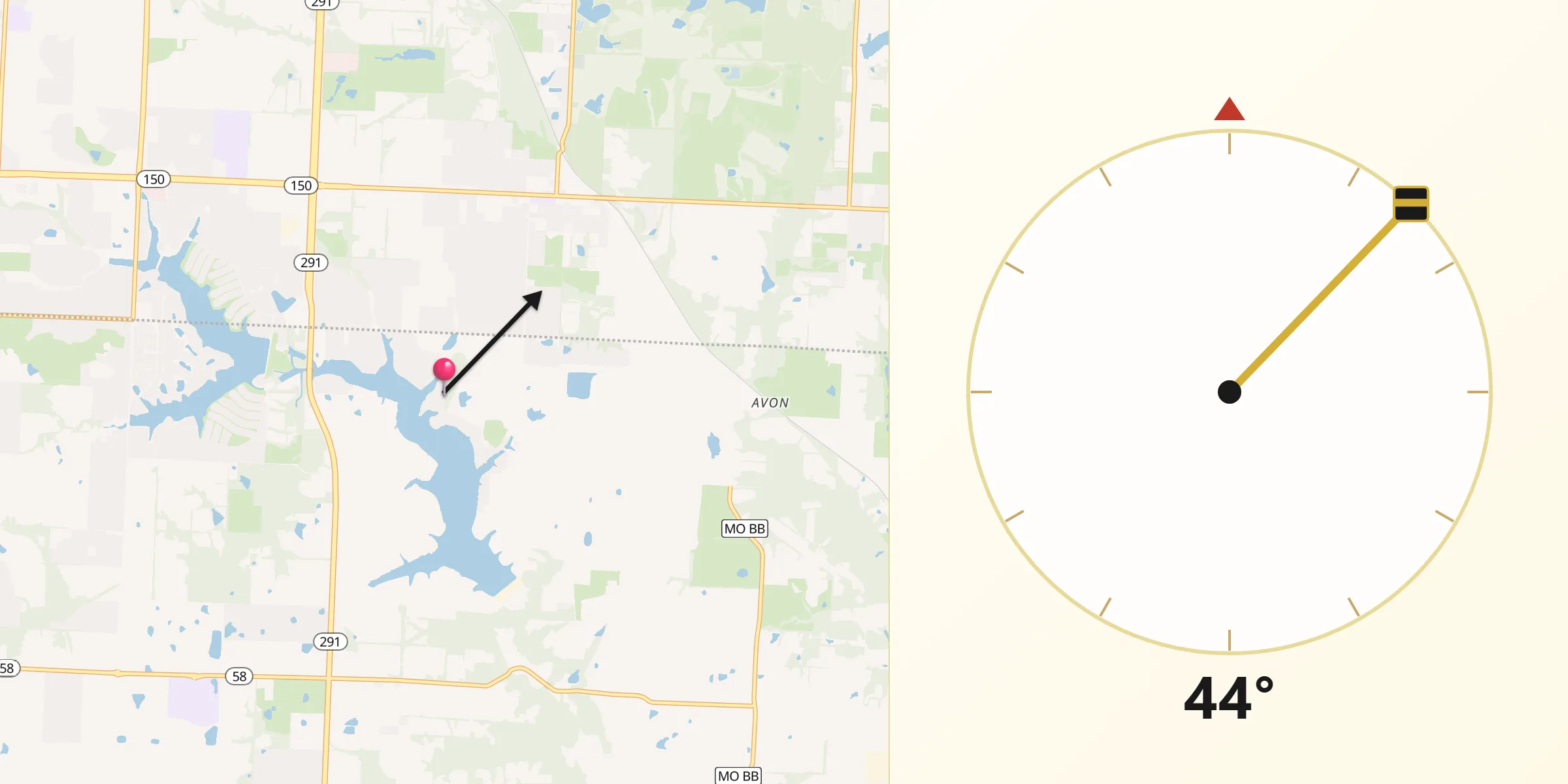 Qibla Direction from Lake Winnebago