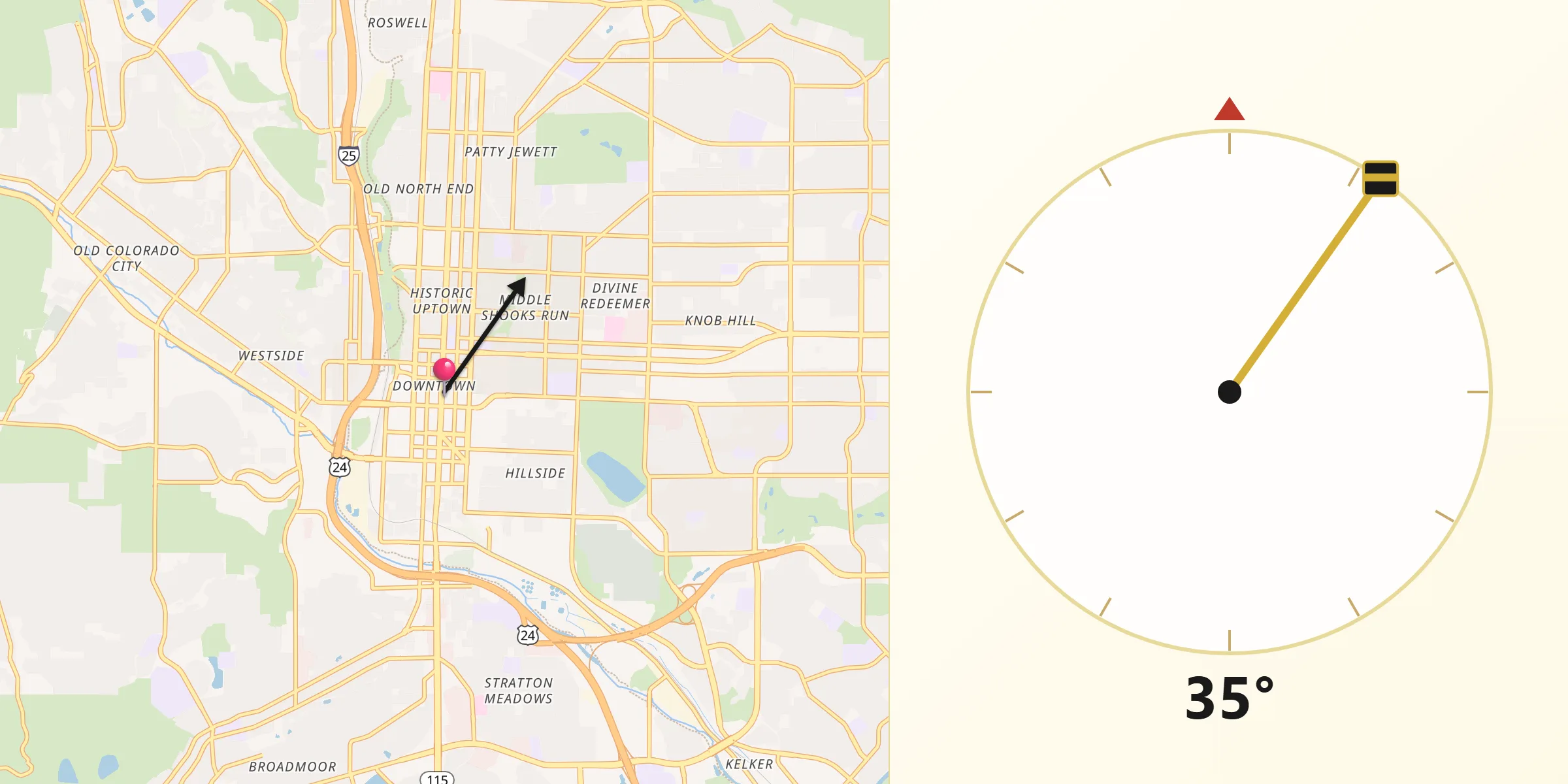 Qibla Direction from Colorado Springs