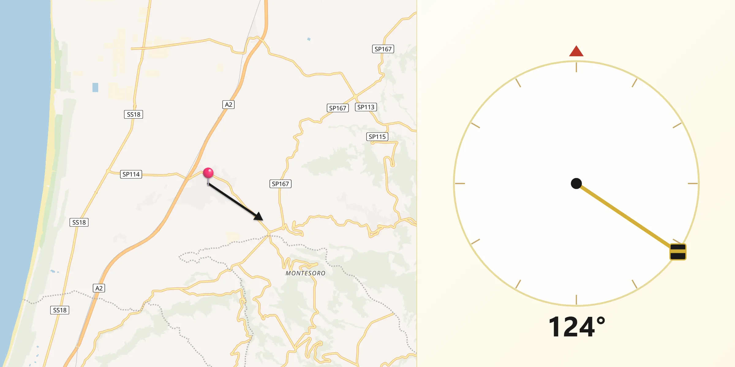 Direzione della Qibla da Acconia