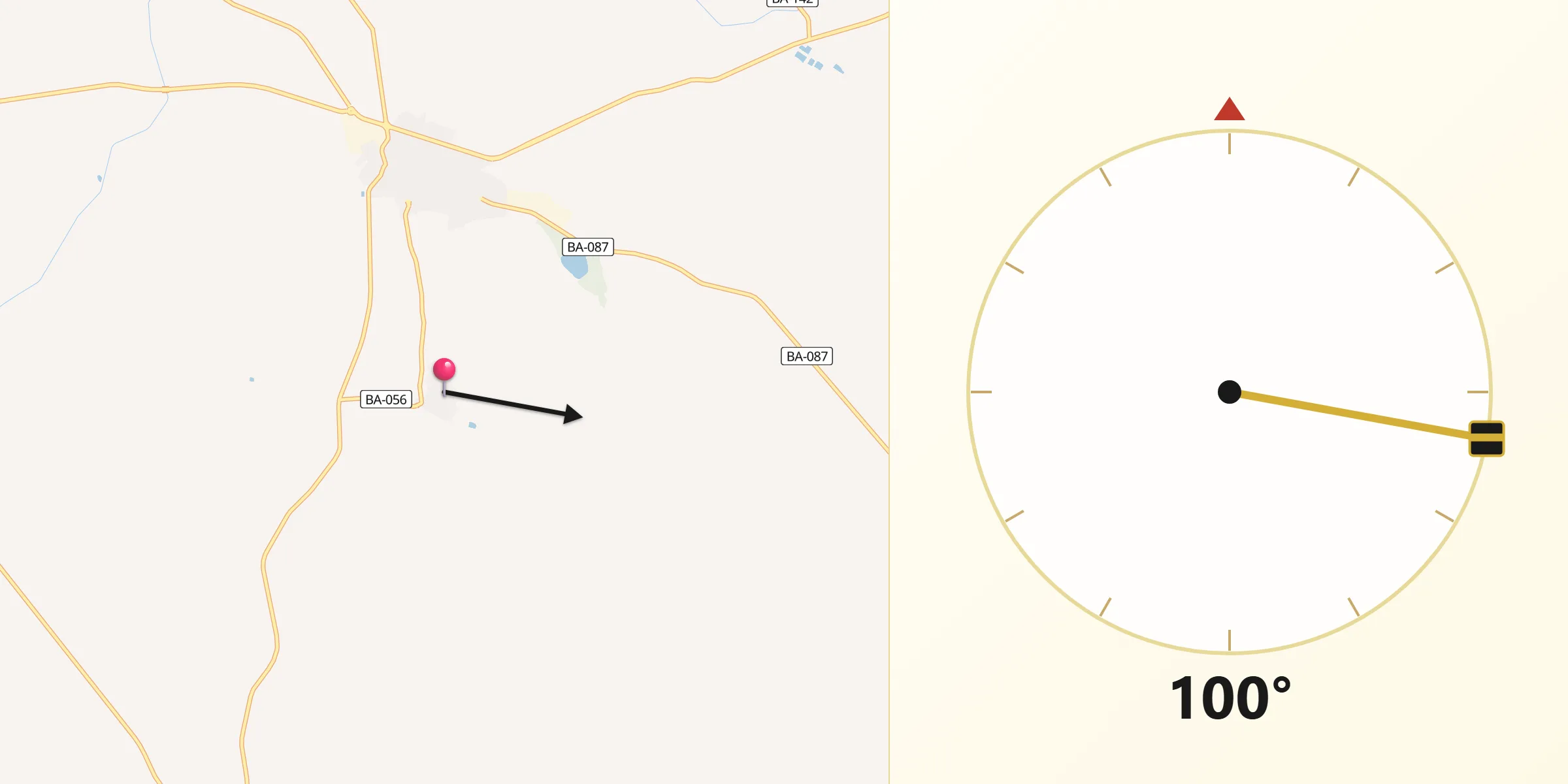 Dirección de la Qibla desde Cristina