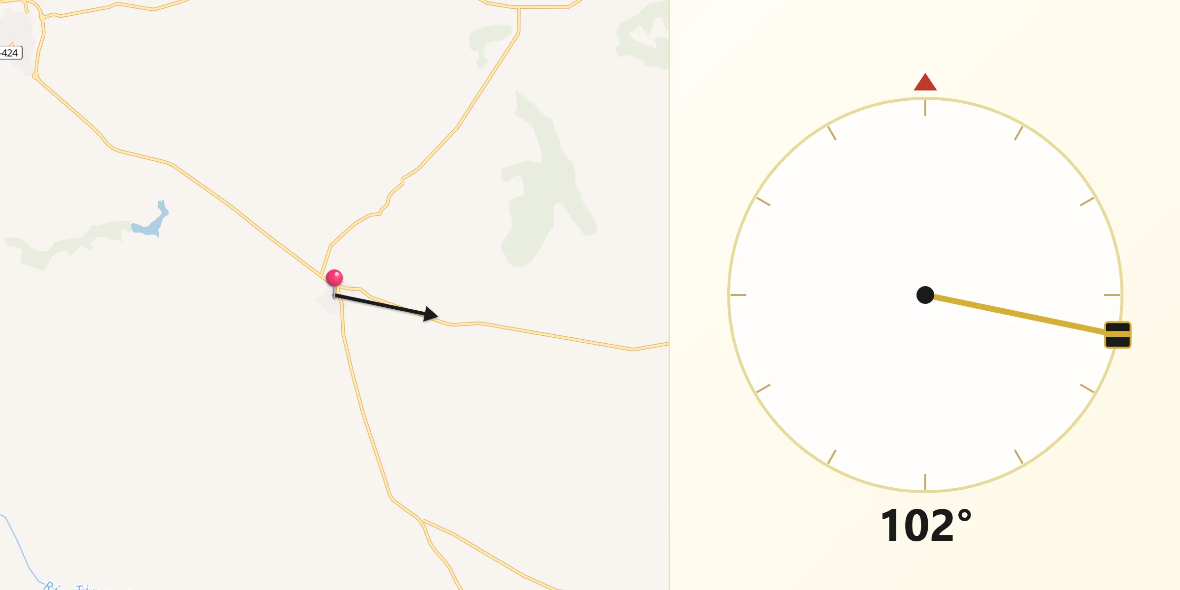 Dirección de la Qibla desde Cabezarados