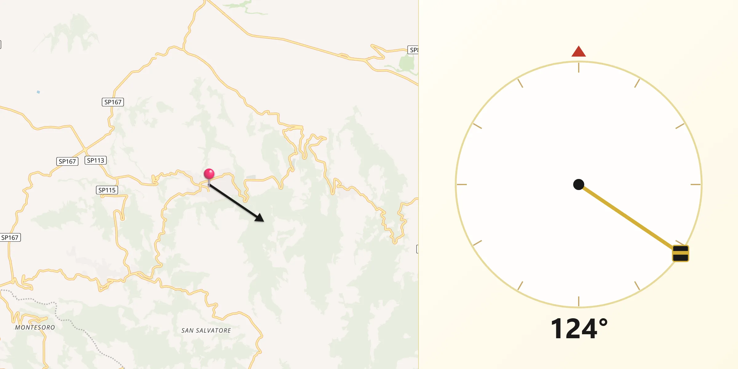 Direzione della Qibla da San Pietro a Maida