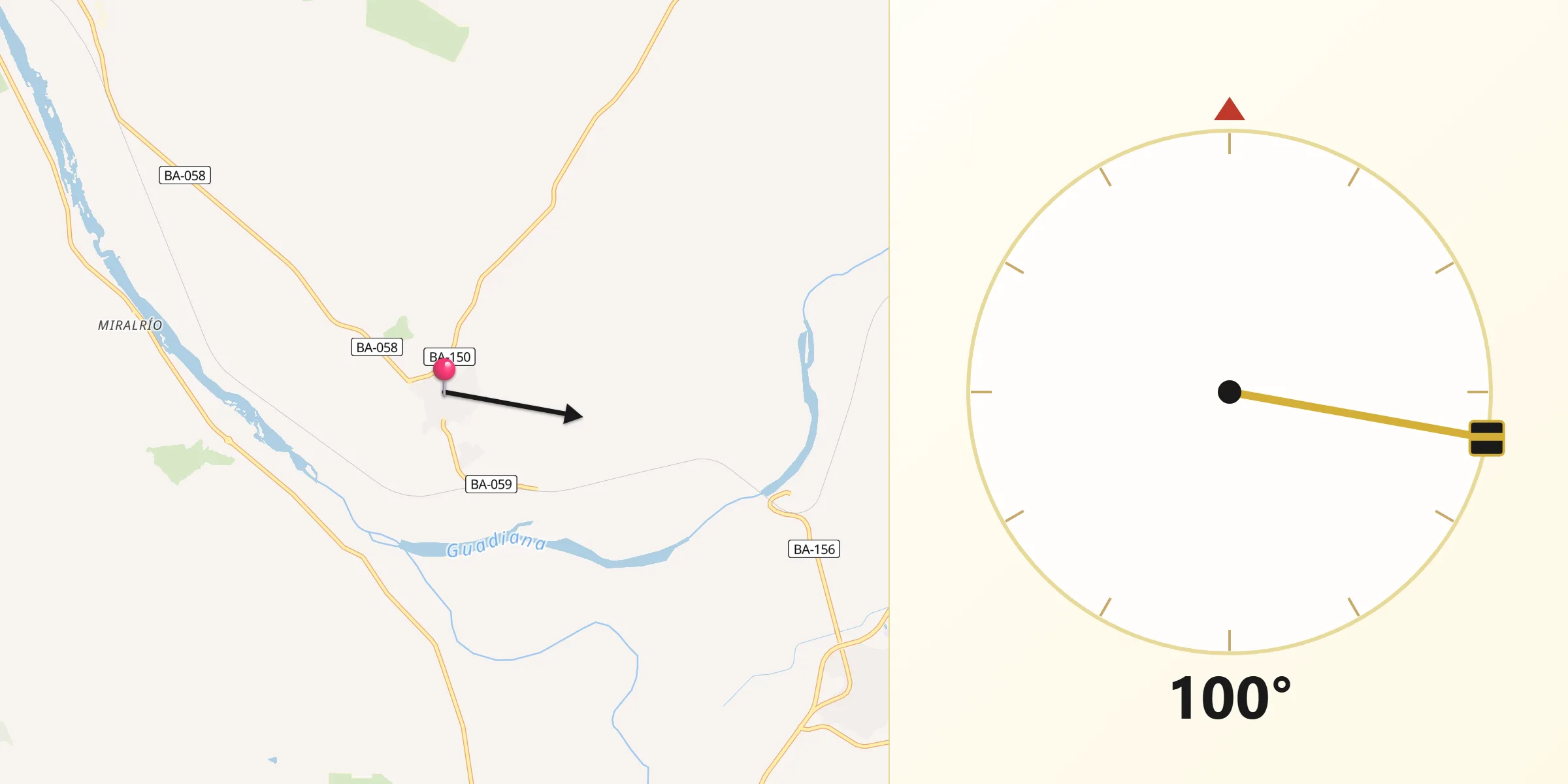 Dirección de la Qibla desde Don Álvaro