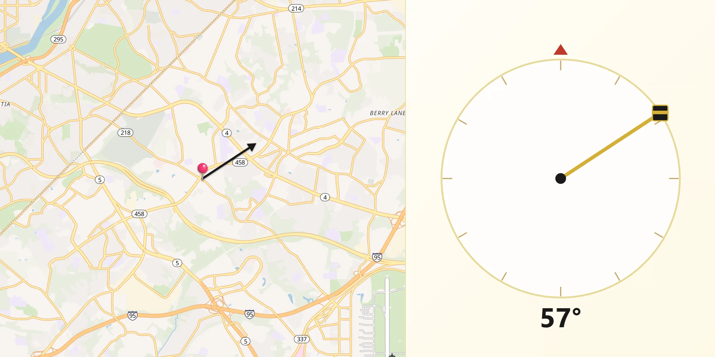 Qibla Direction from Suitland