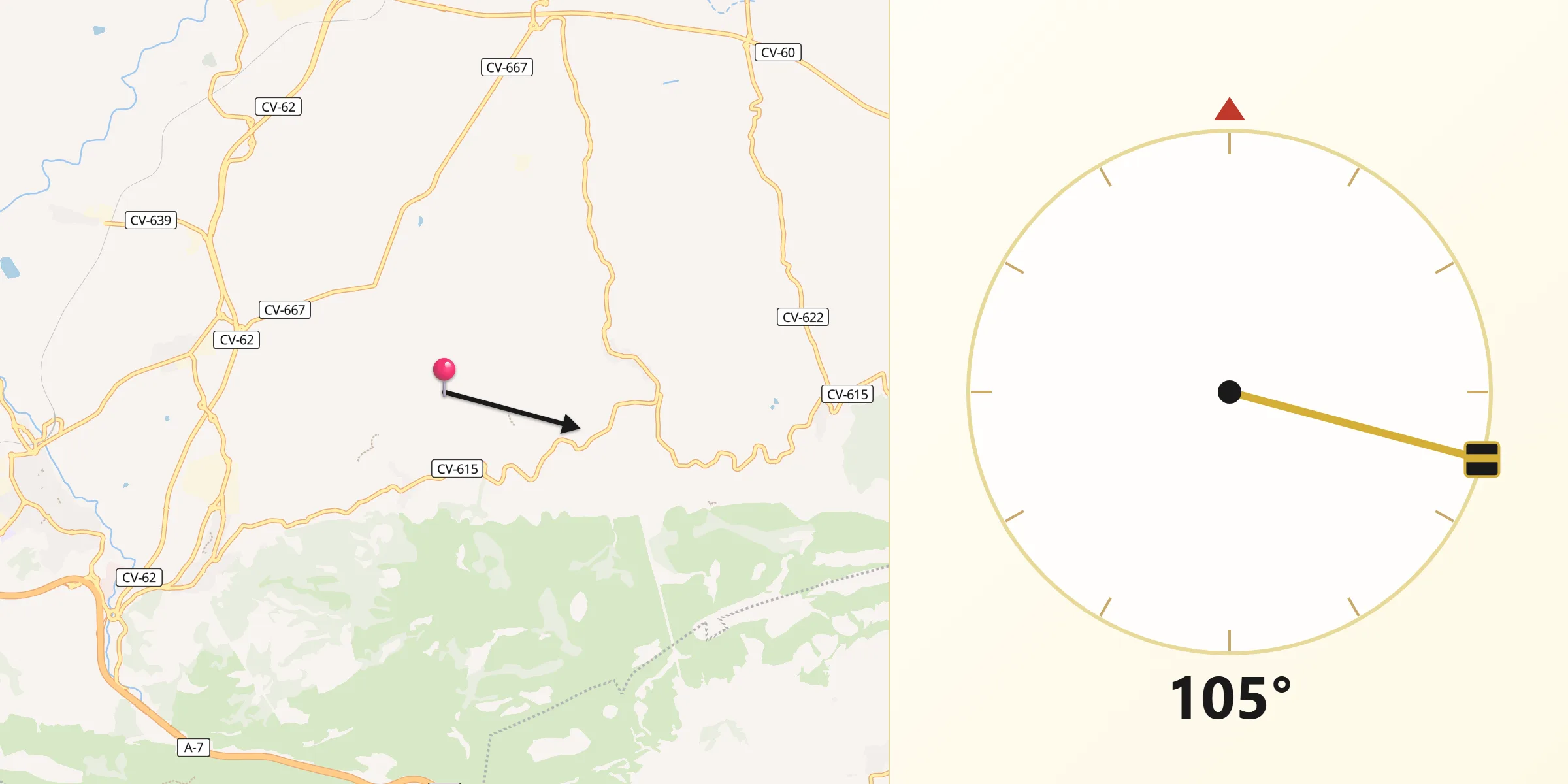 Dirección de la Qibla desde Bèlgida