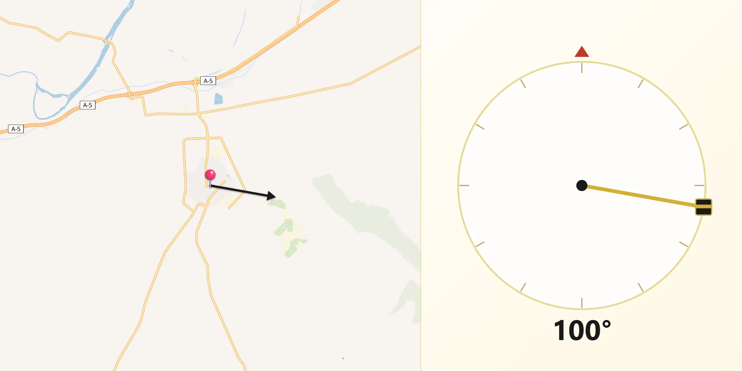 Dirección de la Qibla desde Arroyo de San Serván