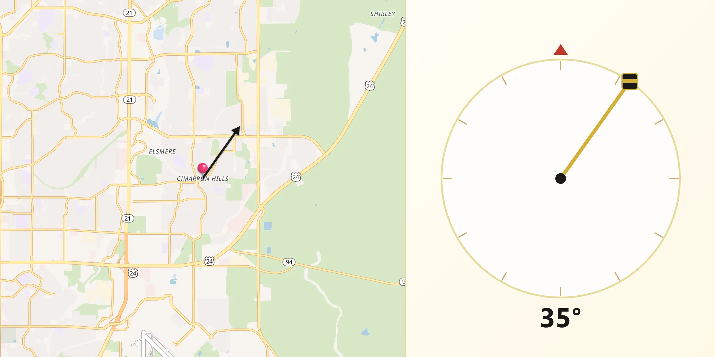 Qibla Direction from Cimarron Hills