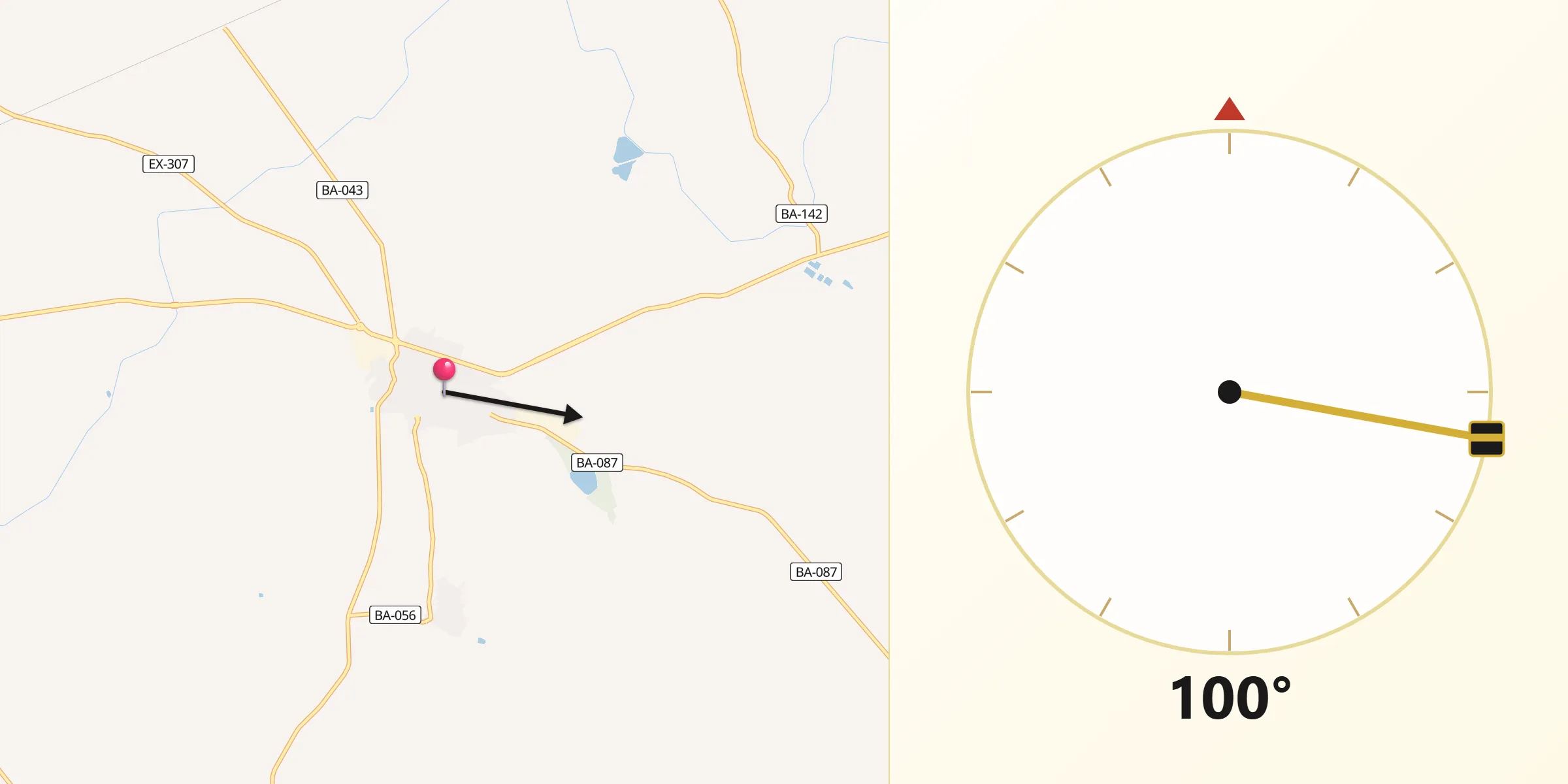 Dirección de la Qibla desde Guareña