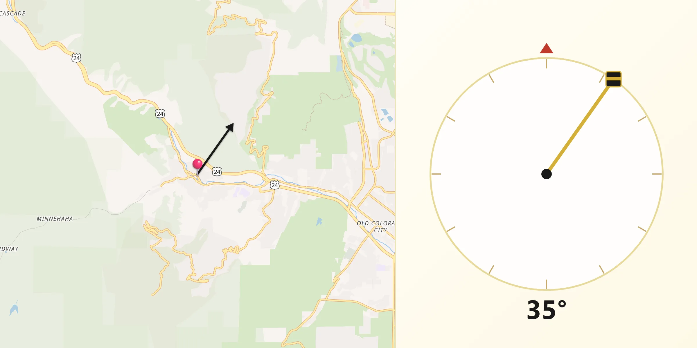 Qibla Direction from Manitou Springs