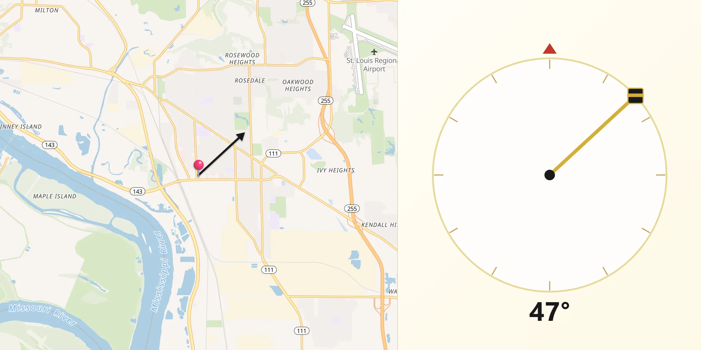 Qibla Direction from Wood River