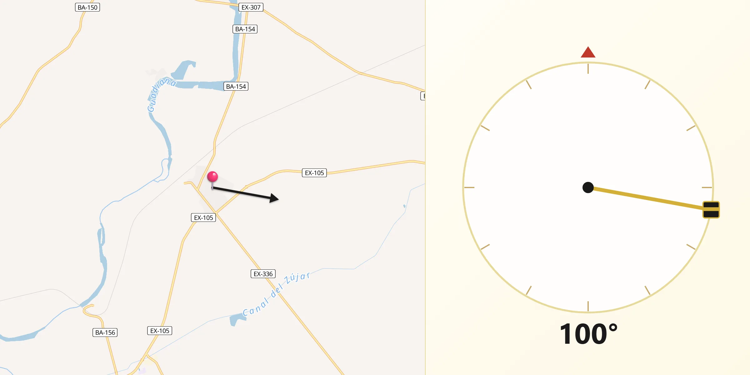 Dirección de la Qibla desde Villagonzalo