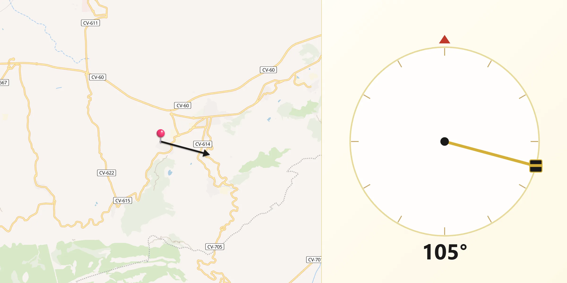 Dirección de la Qibla desde Ráfol de Salem