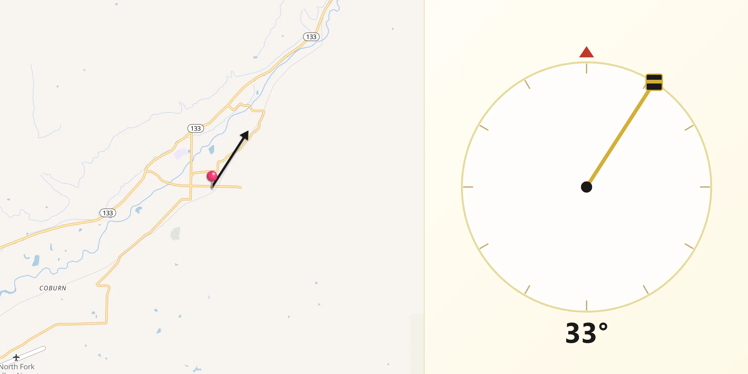 Qibla Direction from Paonia