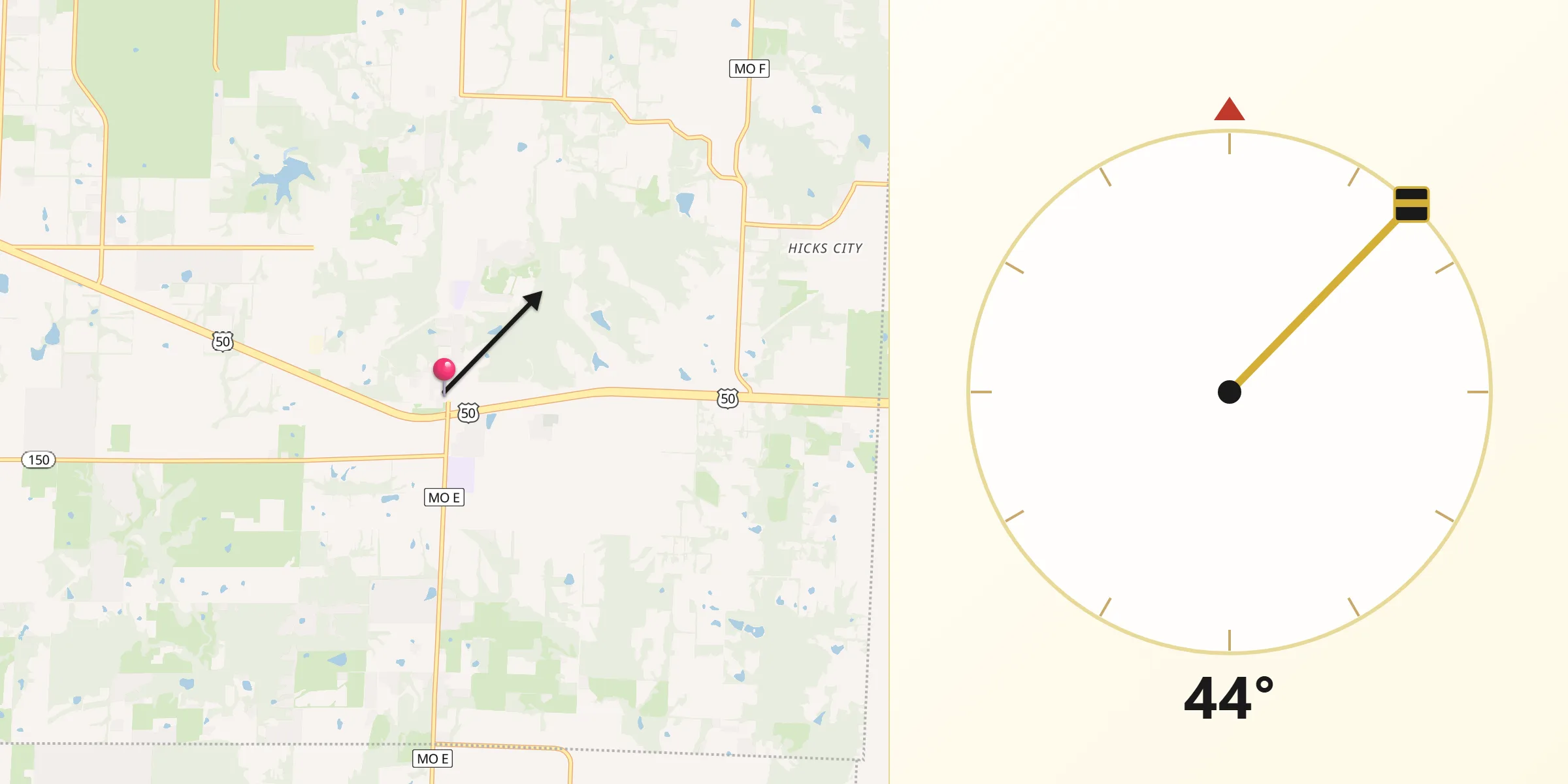 Qibla Direction from Lone Jack