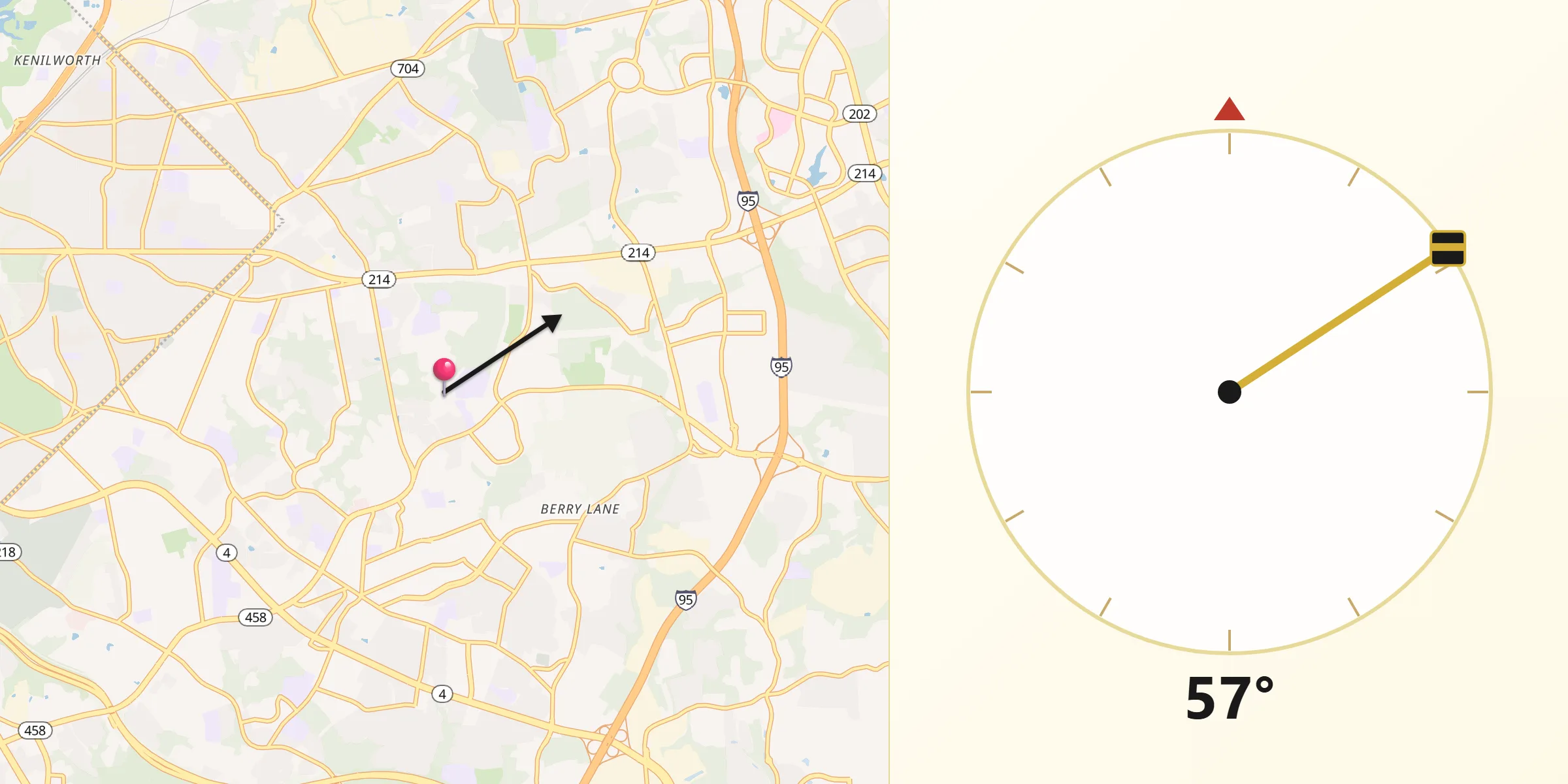 Qibla Direction from Walker Mill