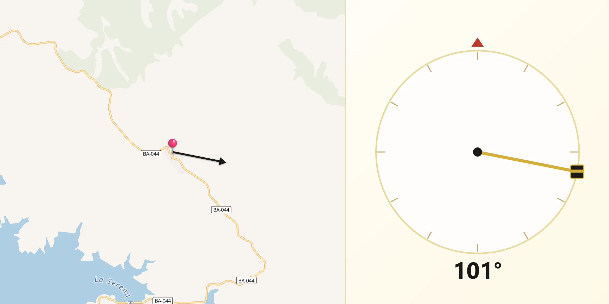 Dirección de la Qibla desde Garlitos