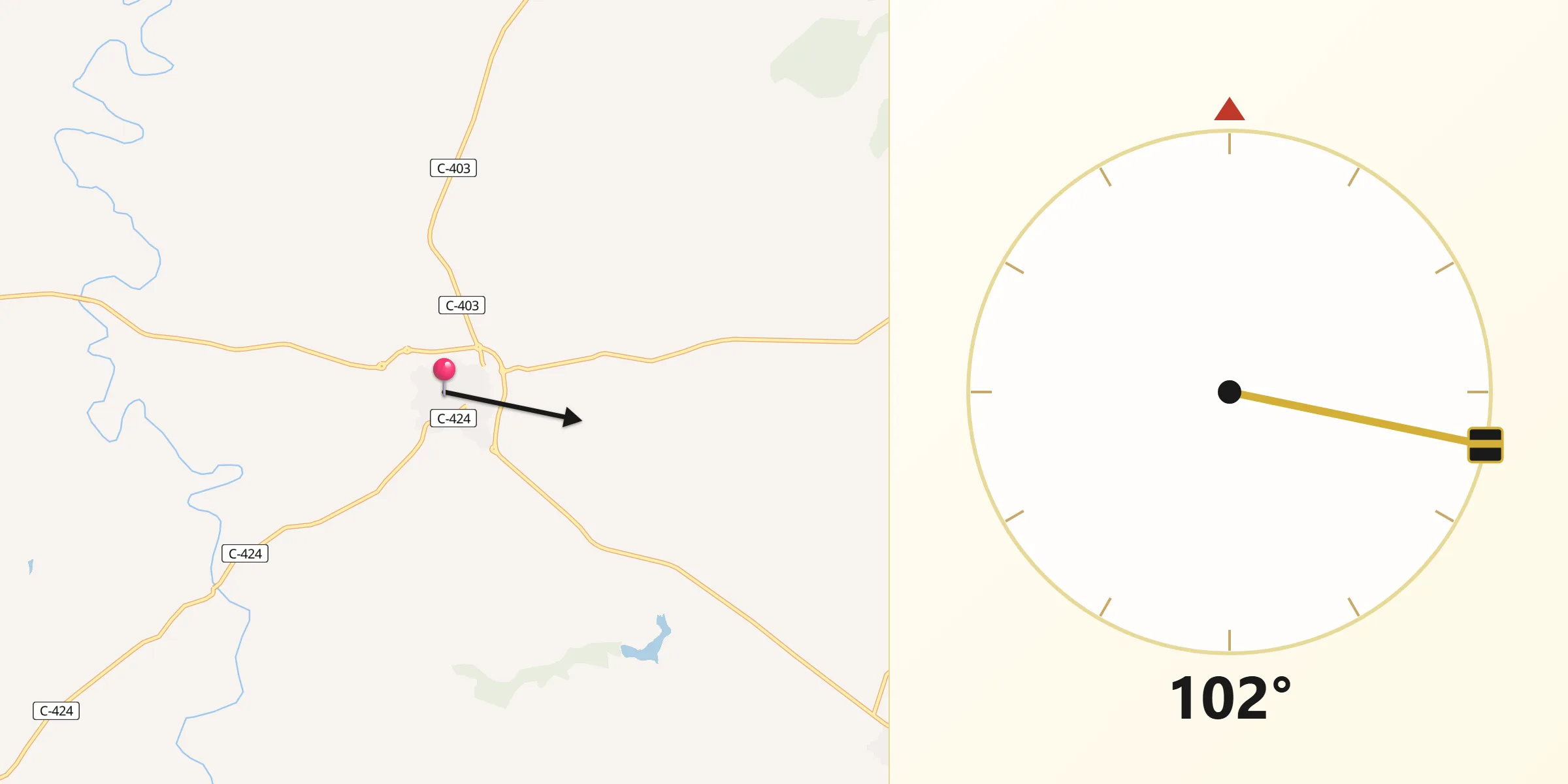 Dirección de la Qibla desde Abenójar