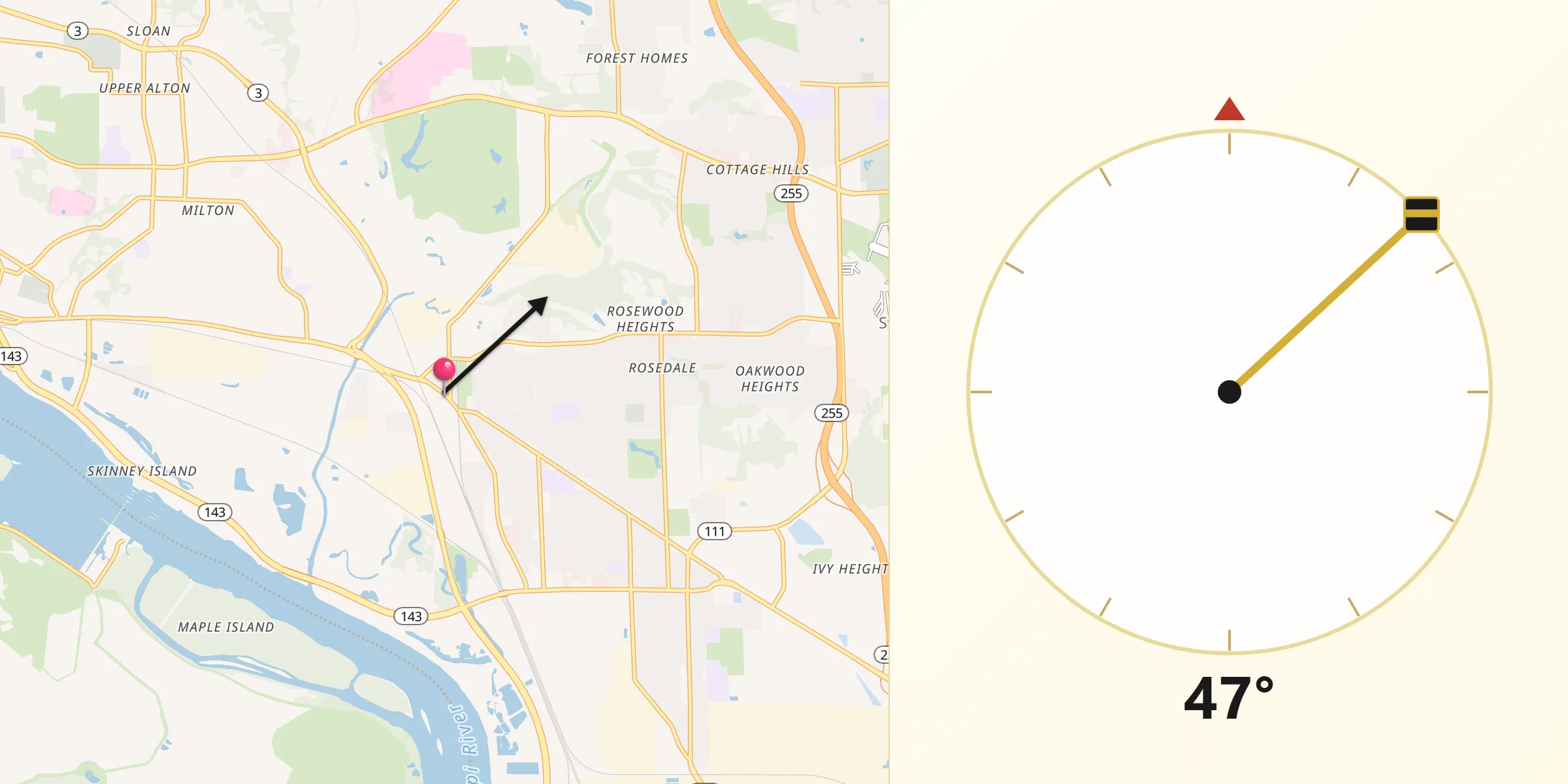 Qibla Direction from East Alton