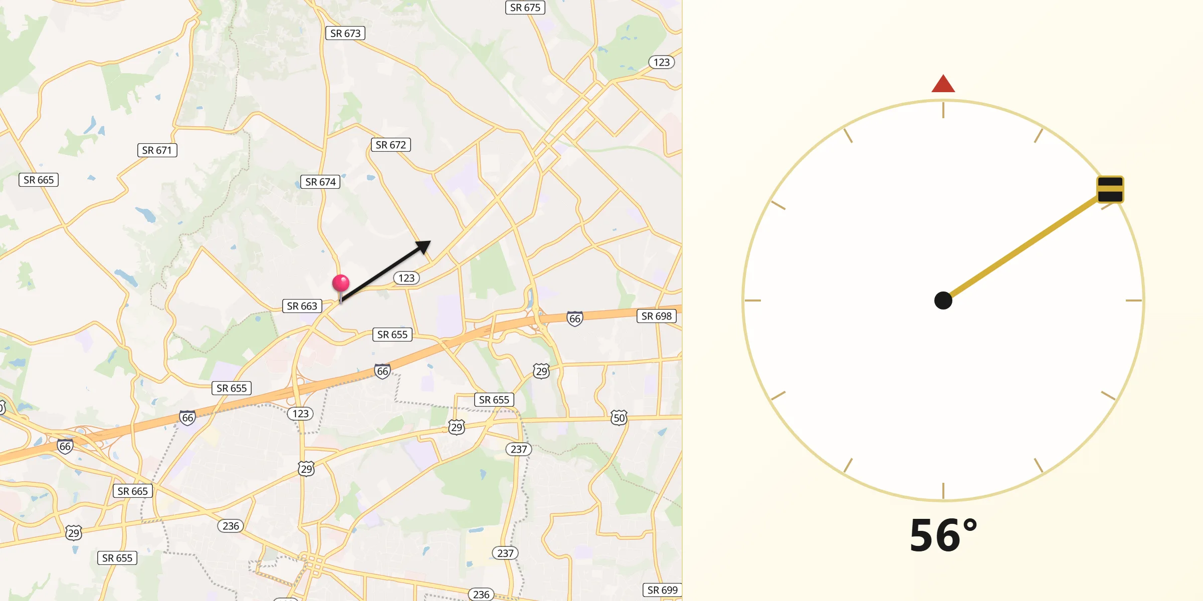 Qibla Direction from Oakton