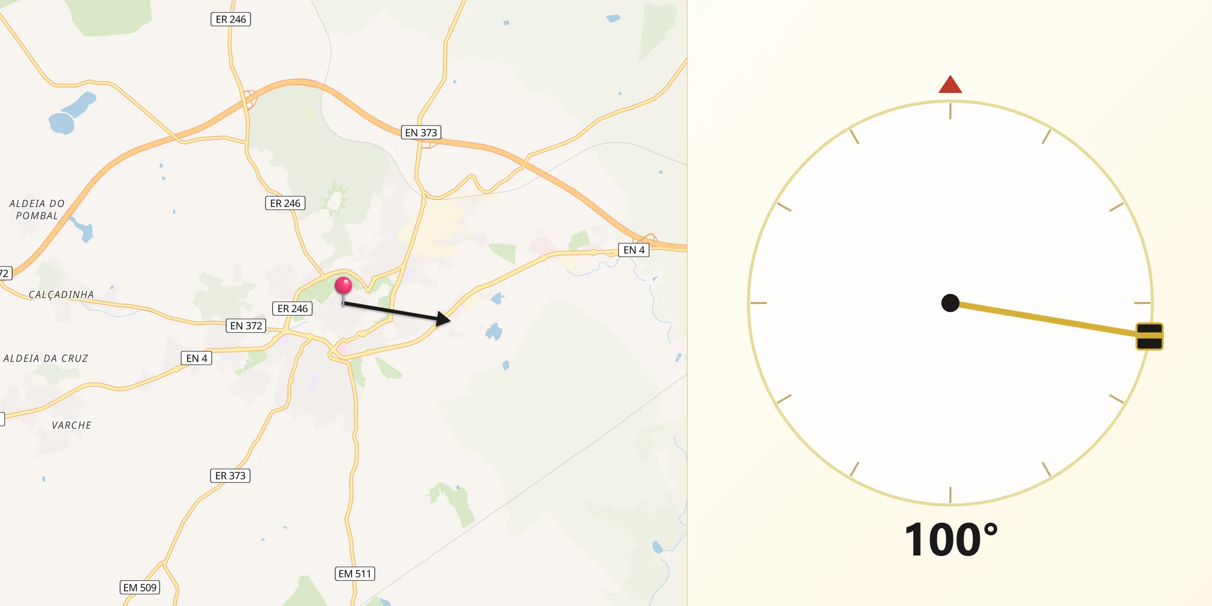 Direção da Qibla a partir de Elvas