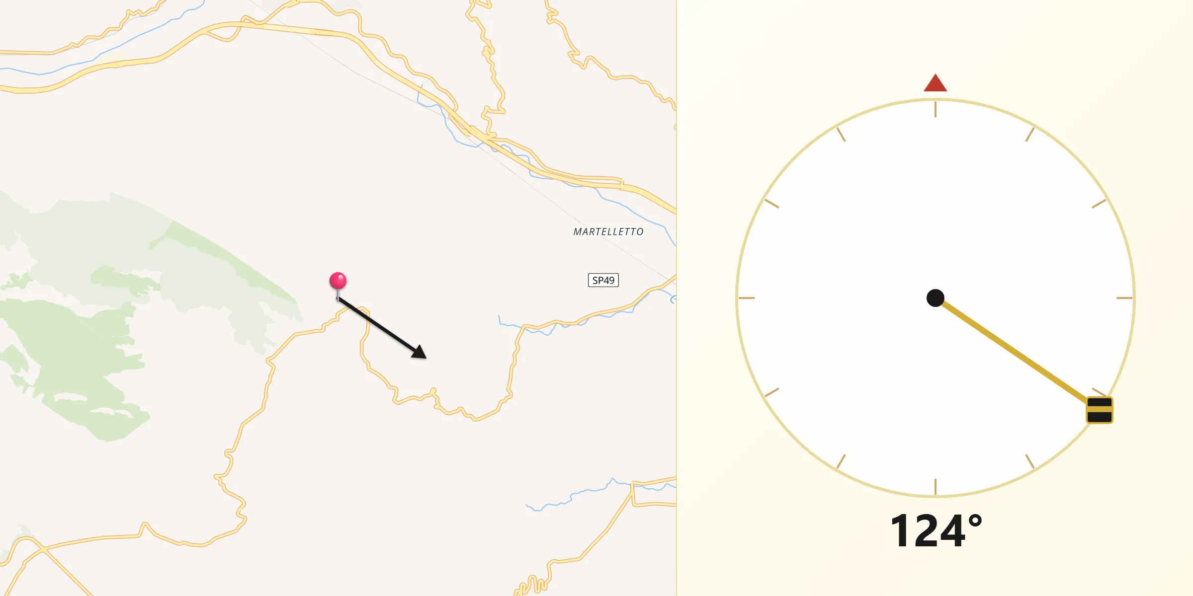 Direzione della Qibla da Caraffa di Catanzaro
