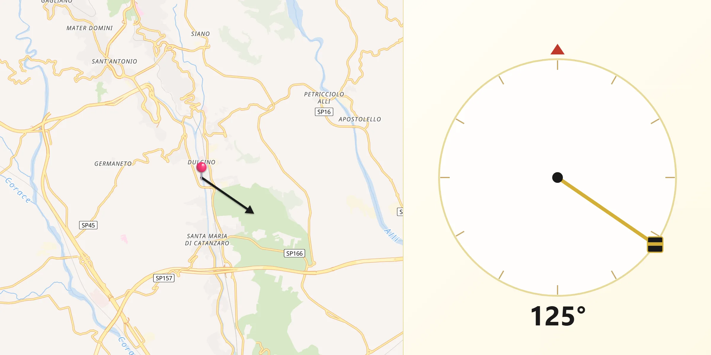Direzione della Qibla da Catanzaro