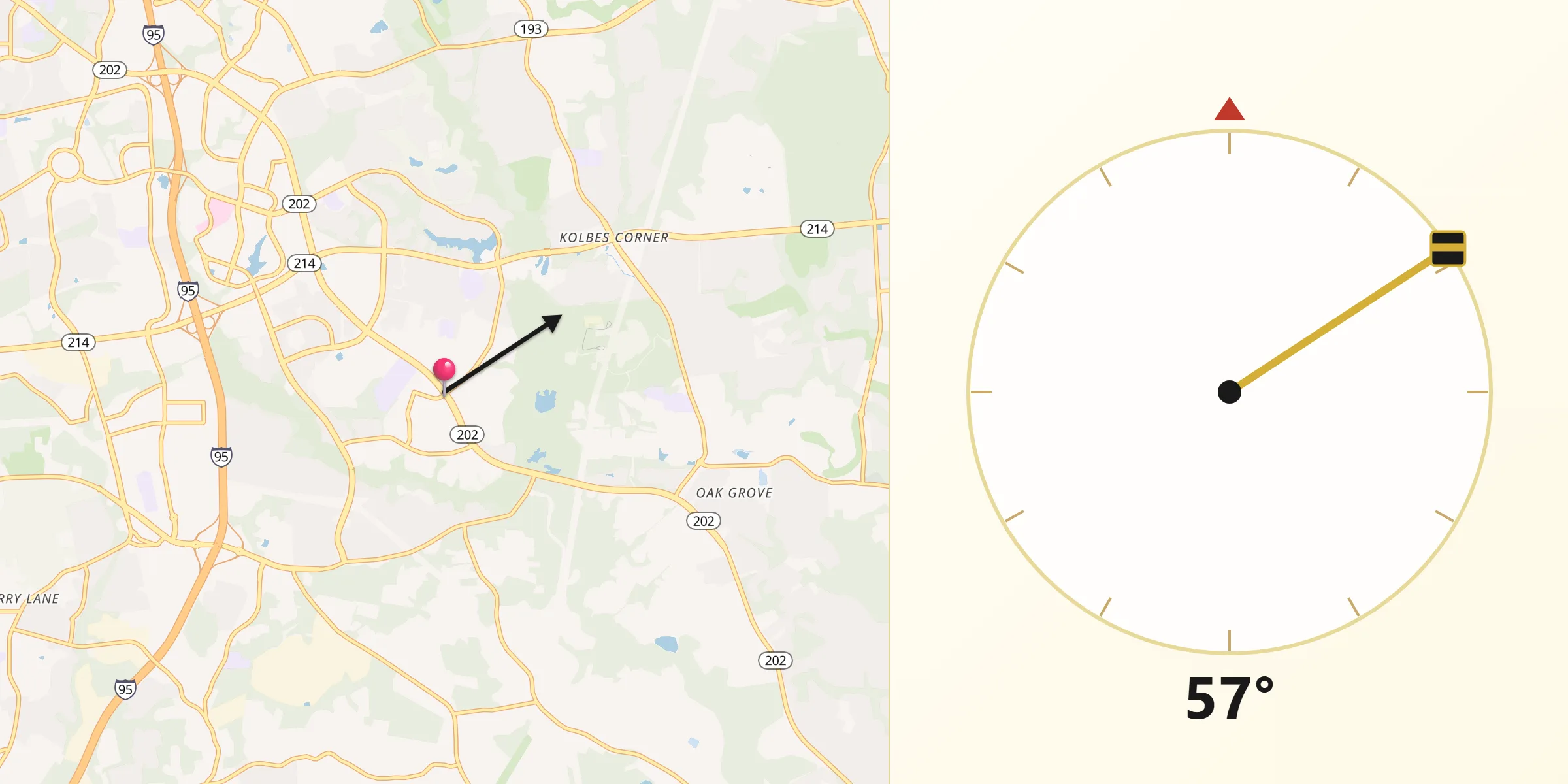 Qibla Direction from Kettering