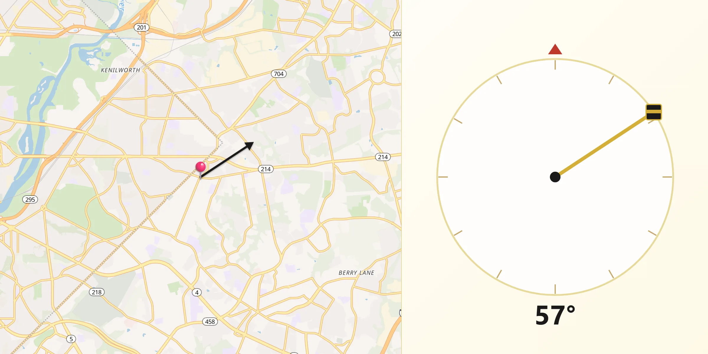Qibla Direction from Capitol Heights