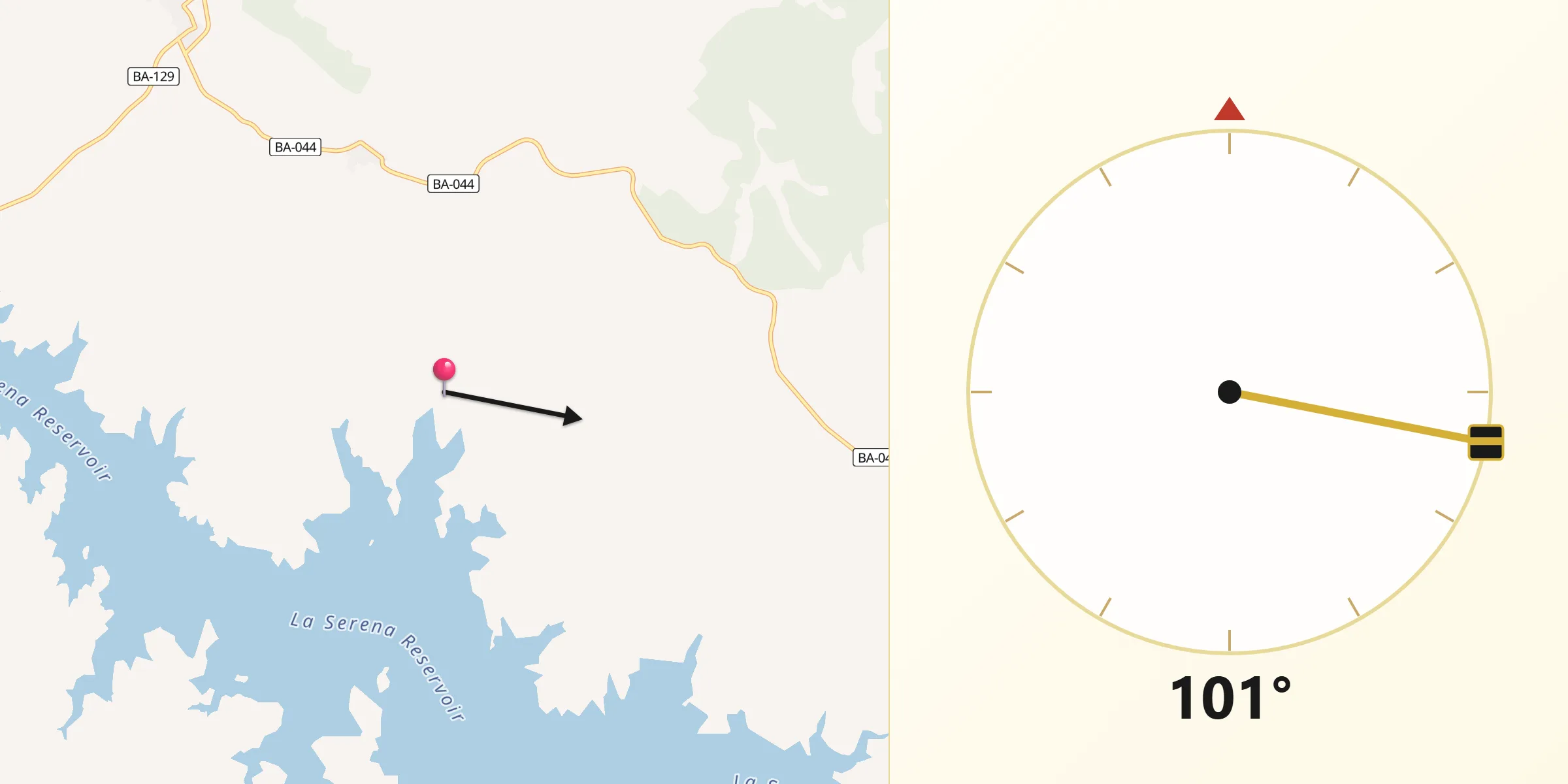 Dirección de la Qibla desde Risco